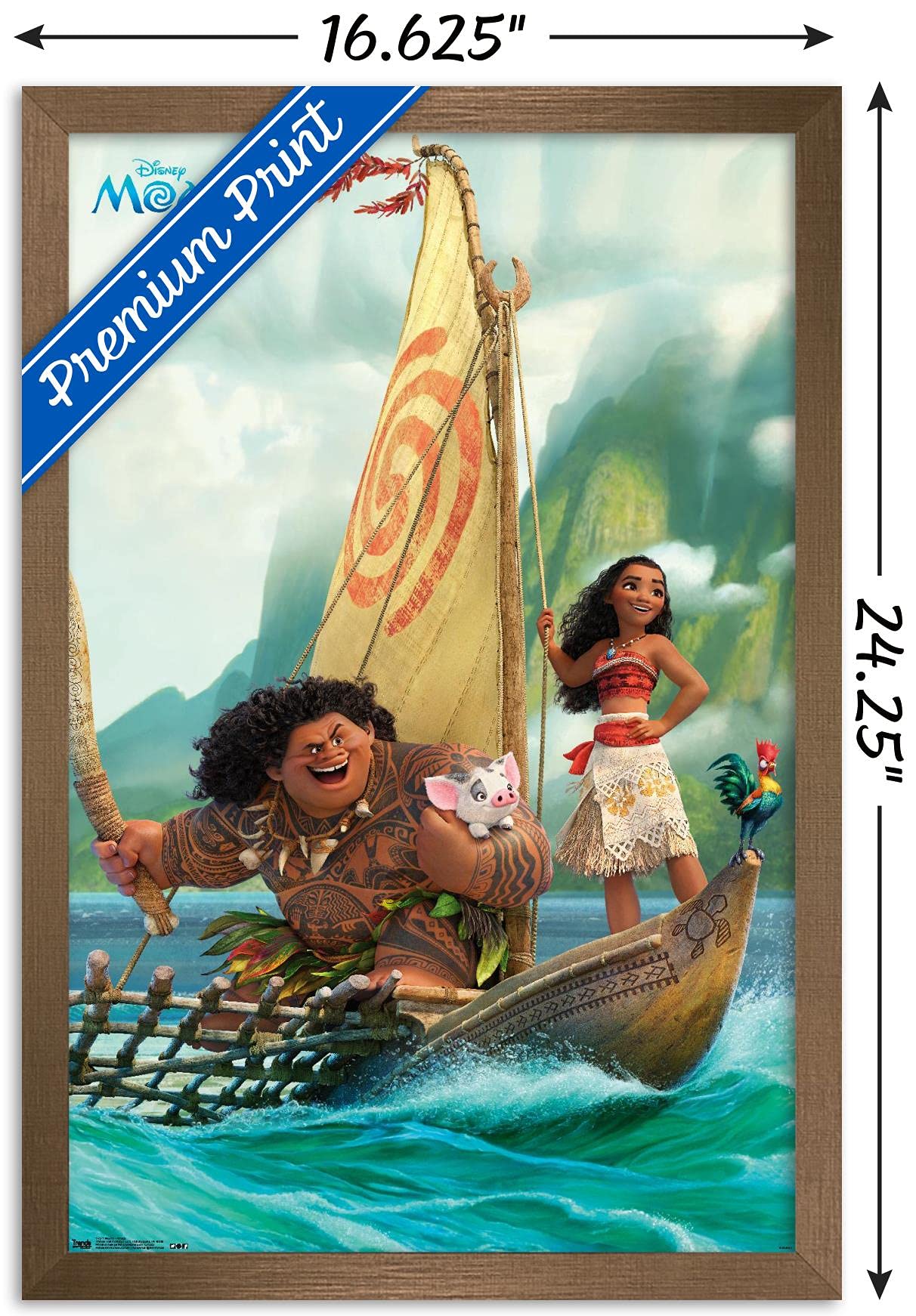 Trends International Disney Moana - Group Wall Poster, 14.72'' X 22.37'', Bronze Framed Version