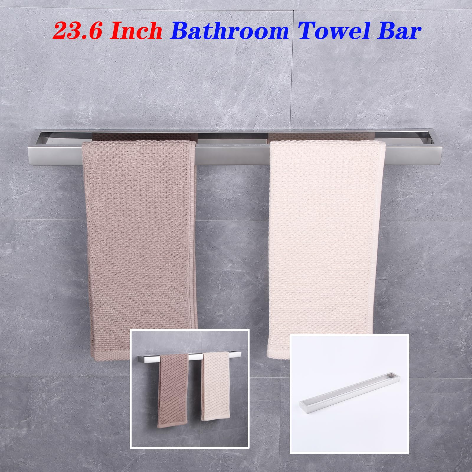 GERZWY 24-Inch Bathroom Single Towel Bar Stainless Steel Bath Towel Rack Contemporary Style Wall Mount  Polished Finish HG1701(60)-JG