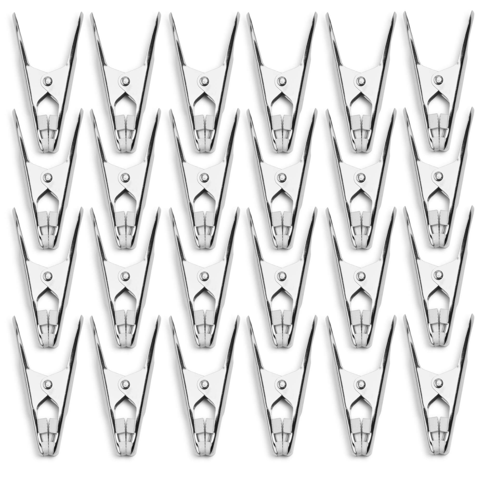 24 Pack - Long Lasting, Stainless Steel Clothespins - Strong Grip - Weather-Resistant, Multipurpose Clip - Use As Clothesline La