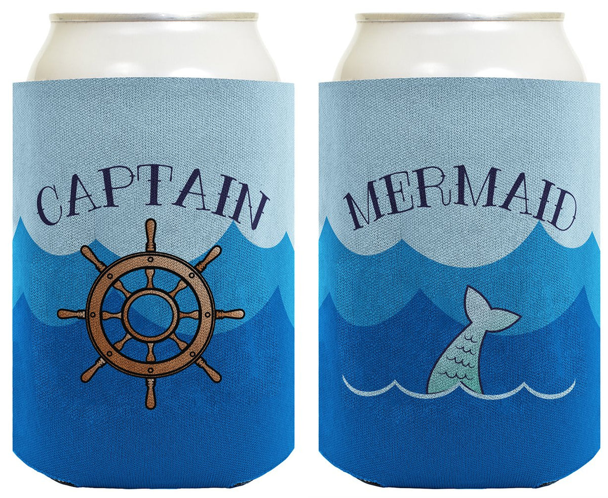 Mermaid Gifts Captain Mermaid Bundle Diving Gifts 2 Pack Can Coolie Drink Coolers Coolies Waves