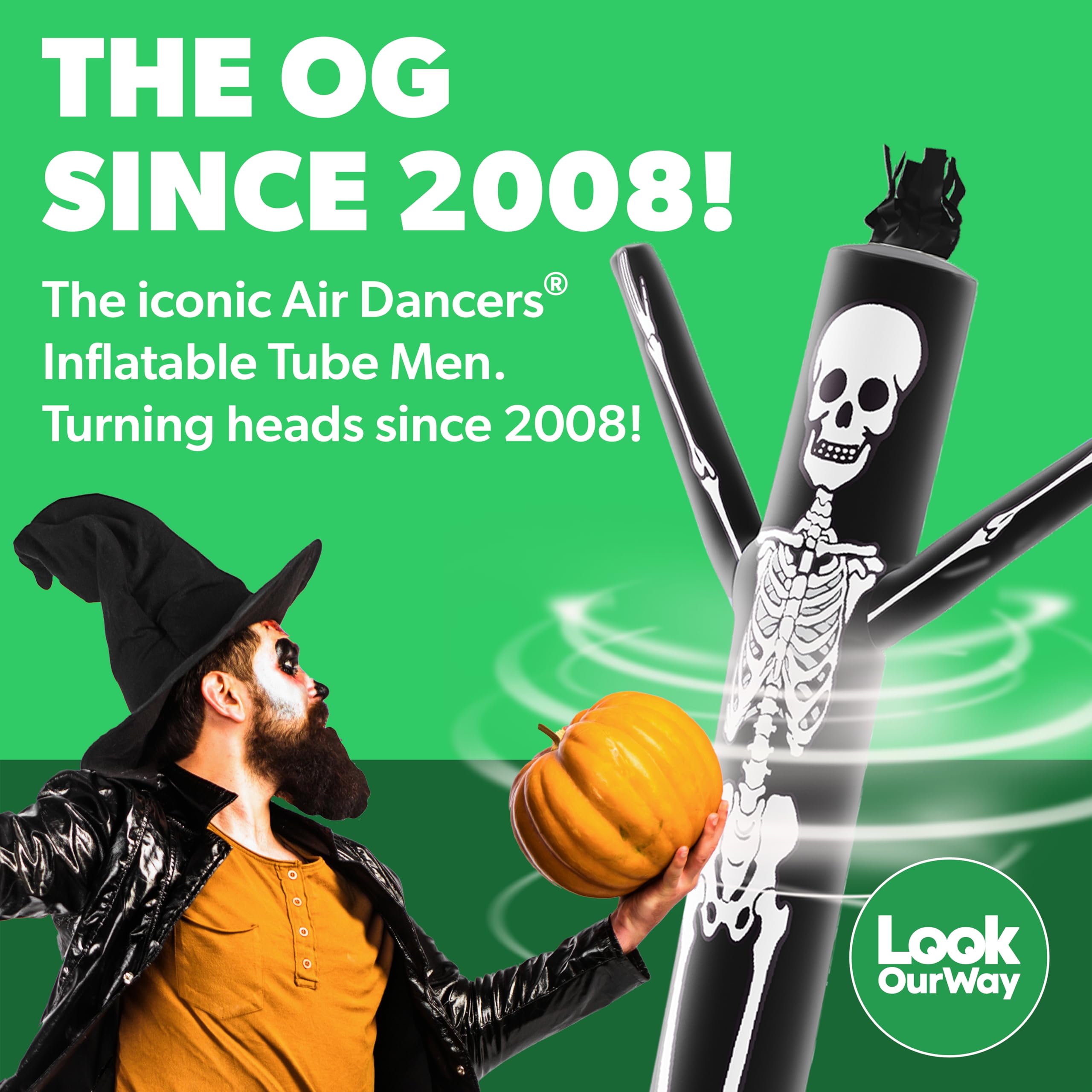 LookOurWay Halloween Air Dancers Inflatable Tube Man Set | 10ft Skeleton Wacky Waving Inflatable with 12-Inch Blower | Outdoor H