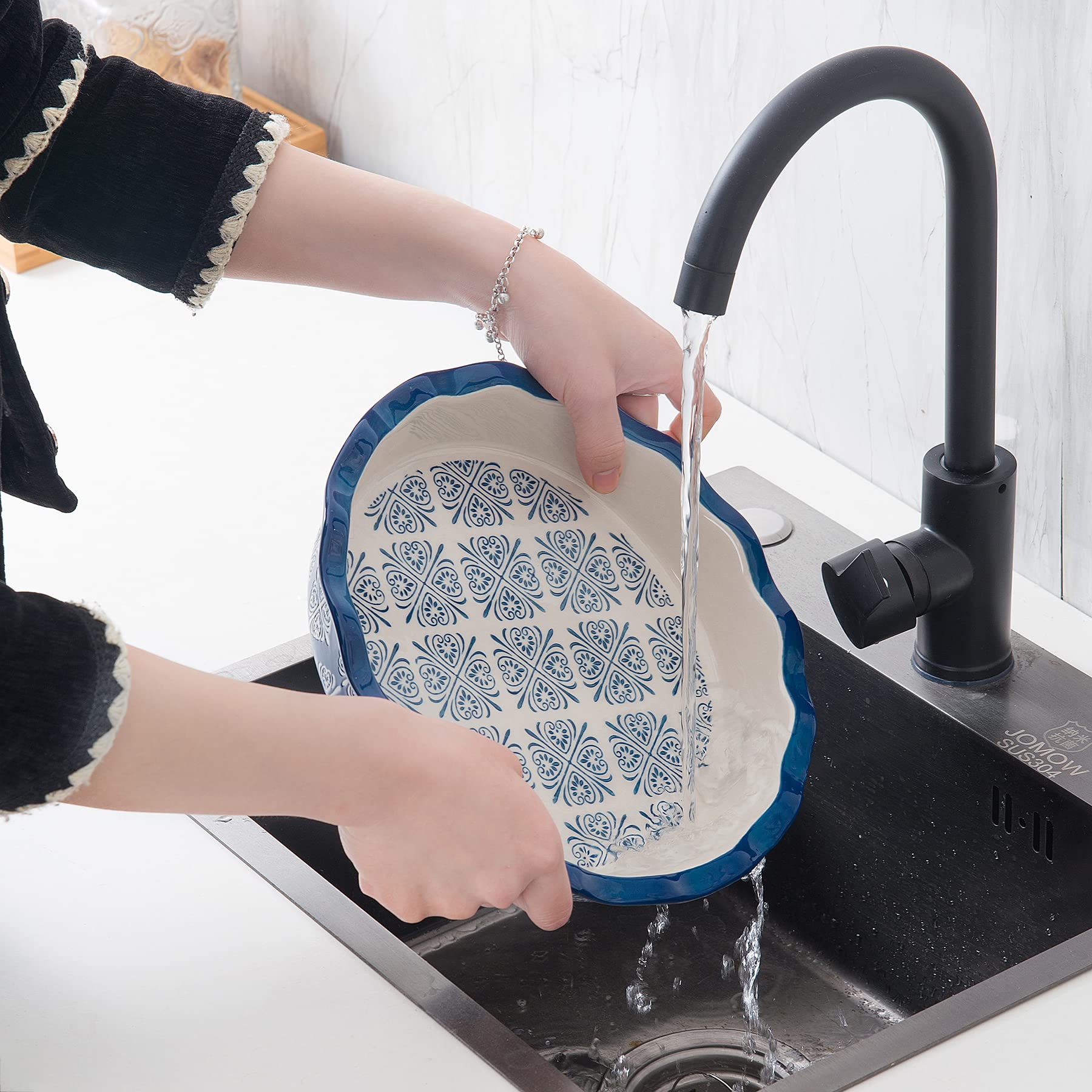 Wisenvoy Pie Pan Ceramic Pie Dish Pie Plate Porcelain Deep Dish Pie Pan Non-Stick Pie Pans