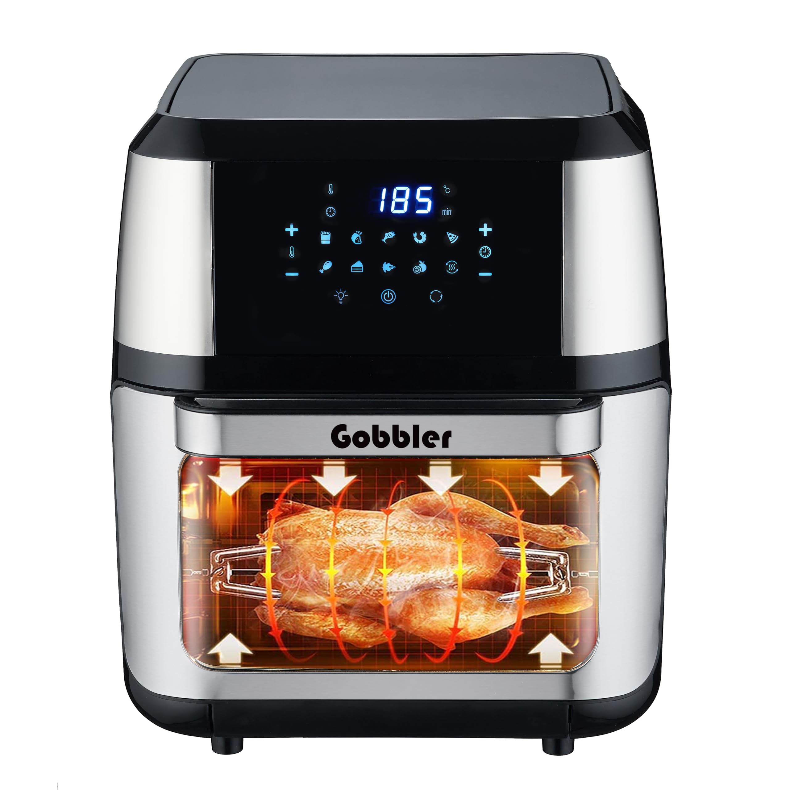 Gobbler Air Fryer, 12 Liter Family Size, 1800W All-In-One Air Fryer Oven With Led Touchscreen, 10 Preset Menu For Air Fry, Bakin