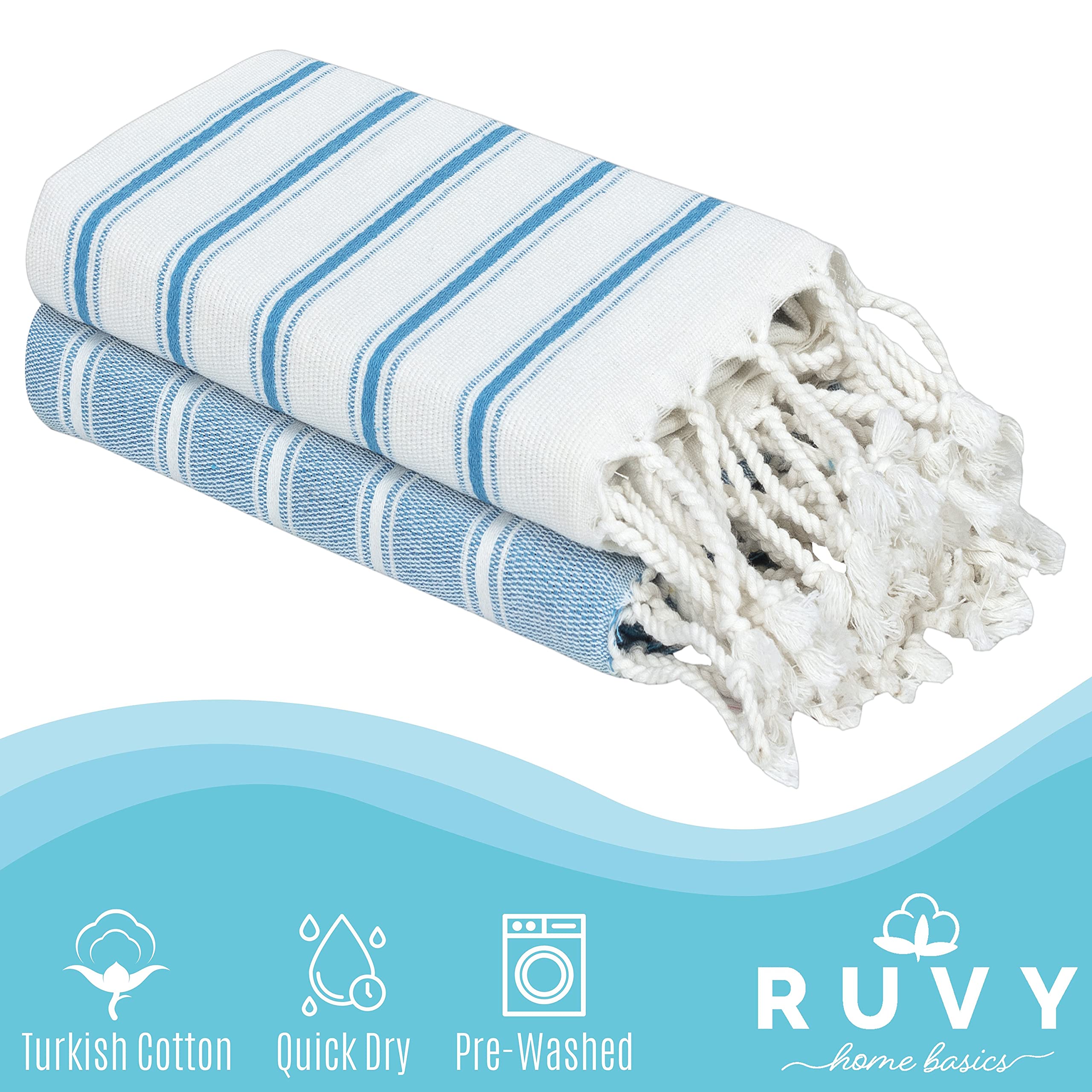 Ruvy Home Basics Turkish Hand Towels For Bathroom Set Of 2 | 18 ''X40 '', Cotton | Bathroom Hand Towels & Decorative Hand Towels