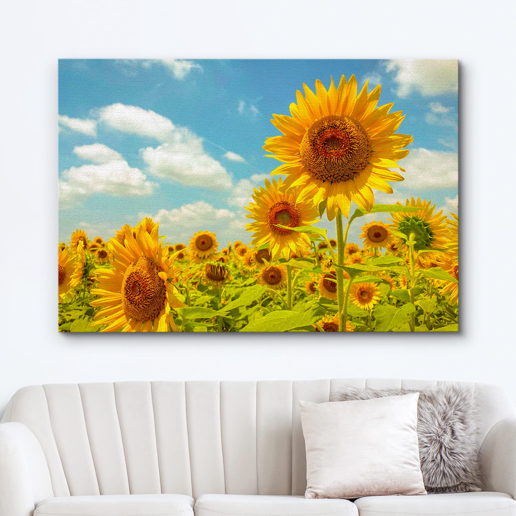 Wall26 Canvas Print Wall Art Summer Spring Sunflower Field Landscape Nature Floral Photography Realism Botanical Wilderness Zen