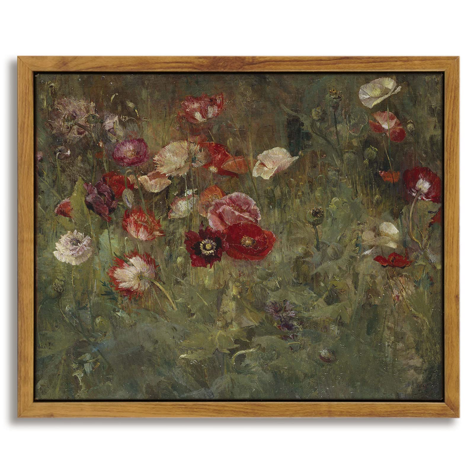 Insimsea Framed Canvas Prints Wall Art Home Decor, Classical Floral Scenic Oil Painting Canvas Prints, Rustic Wall Decor For Bed