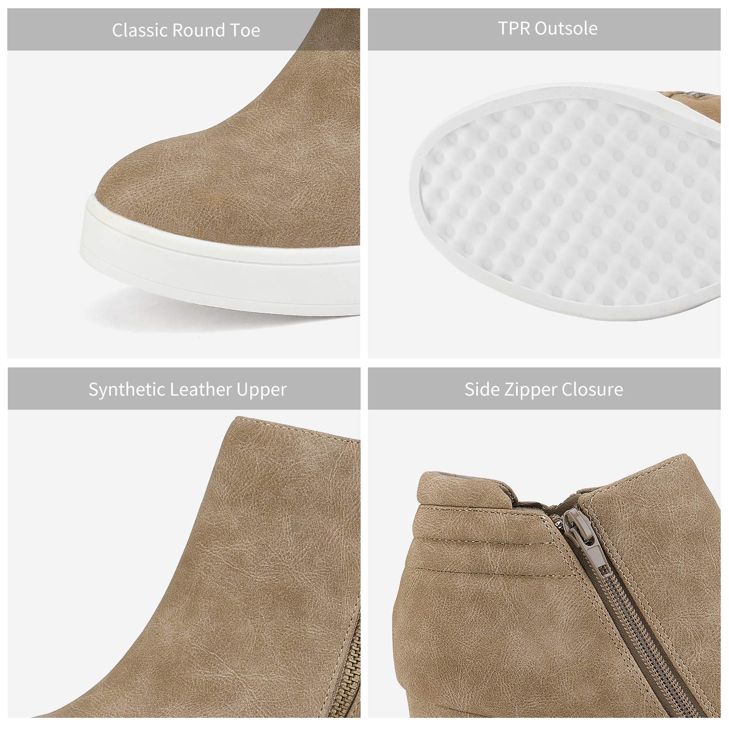 Dream Pairs Womens Taupe Casual Platform Wedge Sneaker Booties Size 9 M Us Wedge-Snkr-2