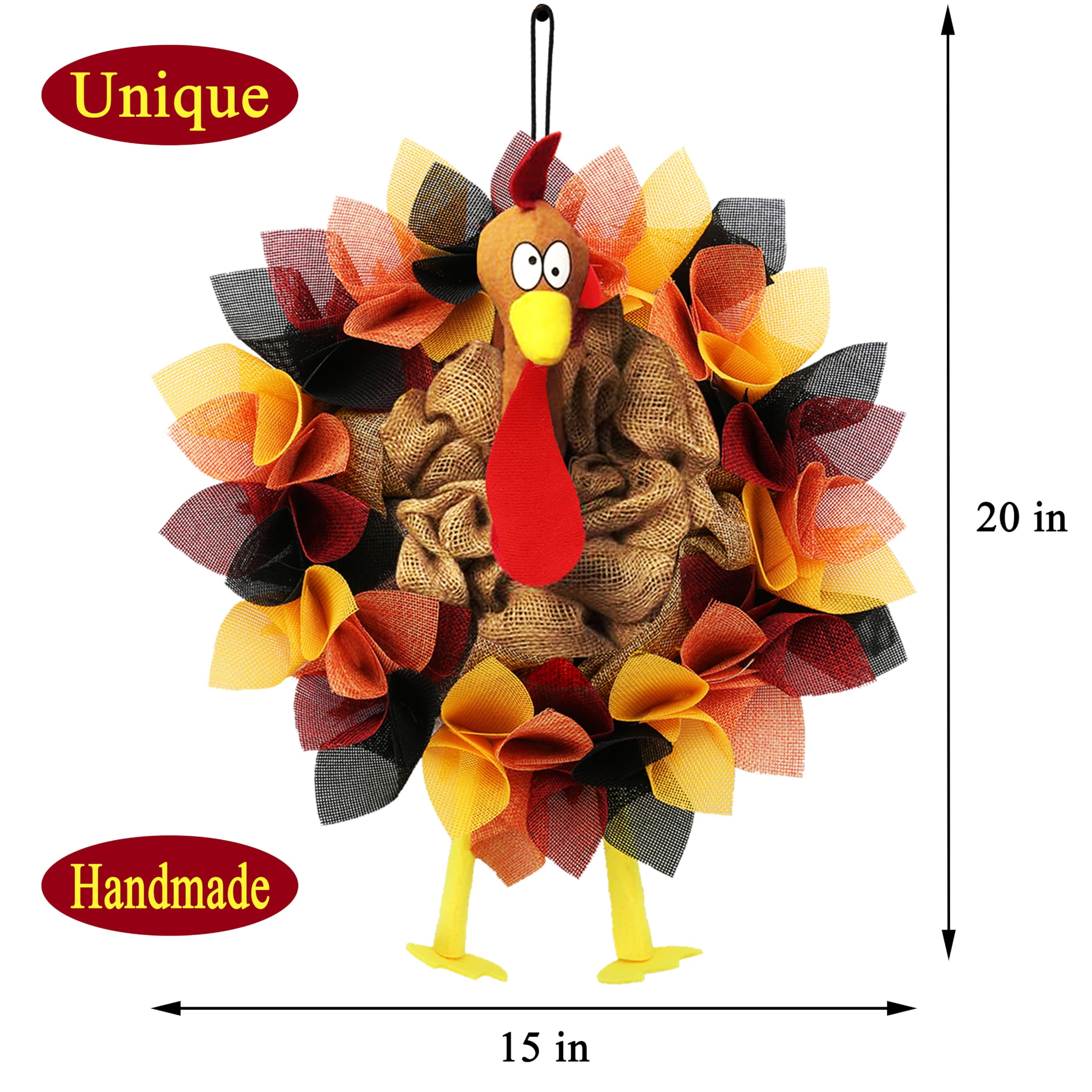 CYNOSA Thanksgiving Door Decorations Turkey Decor Fall Thanksgiving Wreath for Front Door Hanger Gobble Gobble Sign Turkey Decor