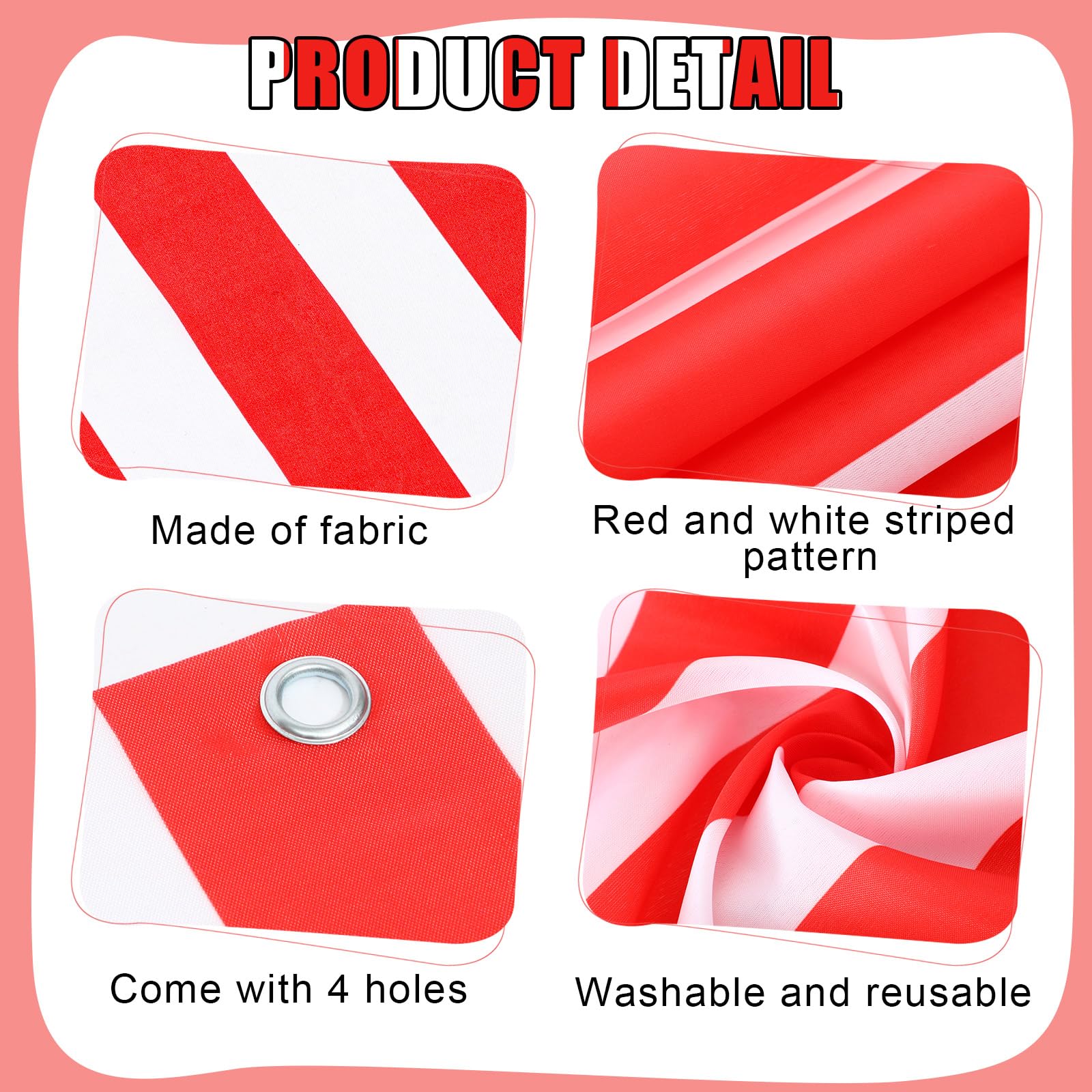 Preboun 4 Pcs 27.6  x 59   Circus Awning Decor Decorations Striped Carnival Tent Awning Decorations Red and White Wall Decor Hal