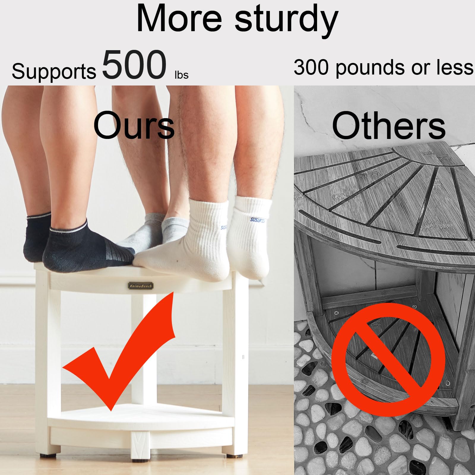 Corner Shower Stool For Inside Shower Waterproof, Poly Lumber Bathroom Shower Corner Bench Seat, Plastic Shower Chair Seat, Show