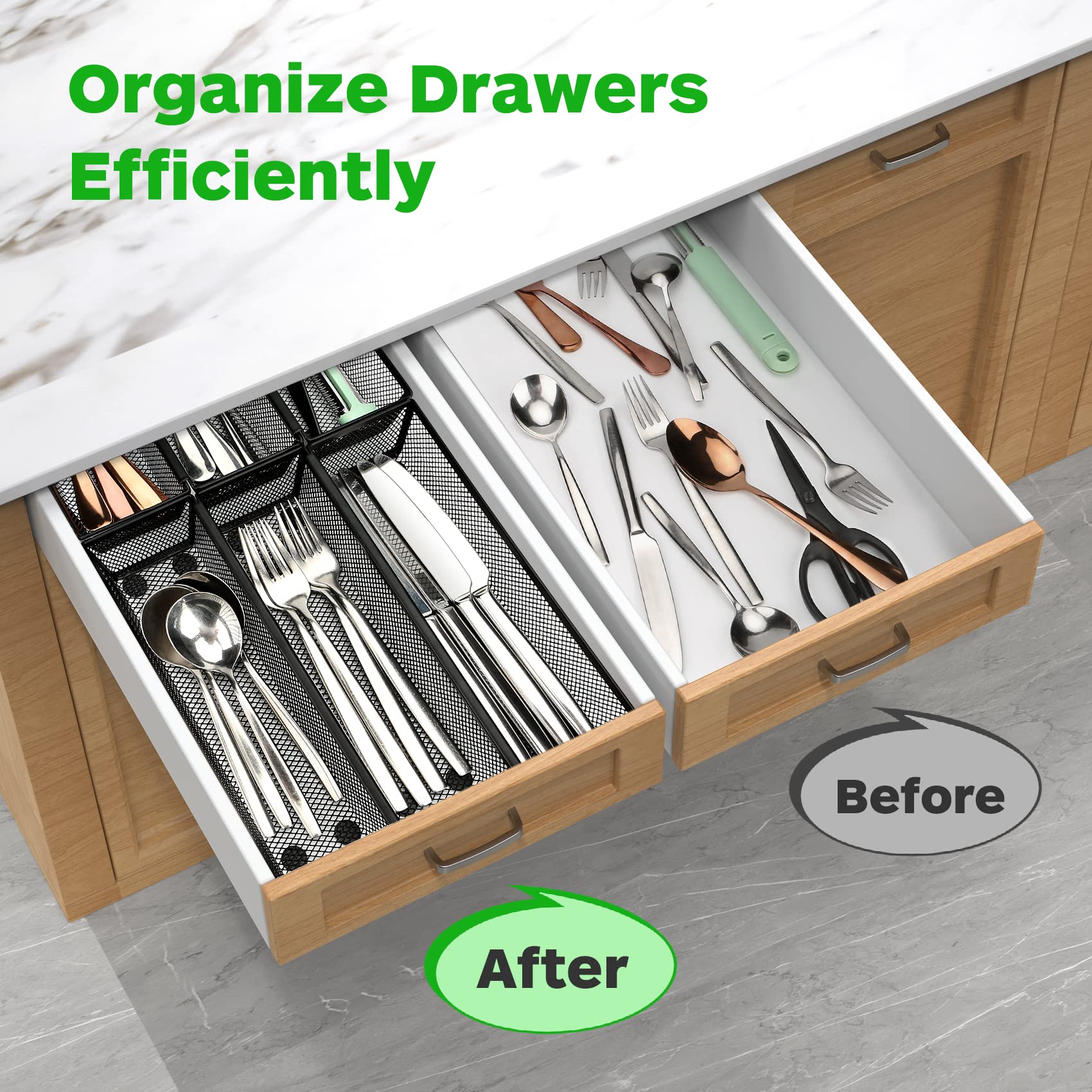 Smgmg Silverware Drawer Organizer, Silverware Organizer For Drawer, 6 Pack Utensil Organizer For Kitchen Drawers, Kitchen Drawer