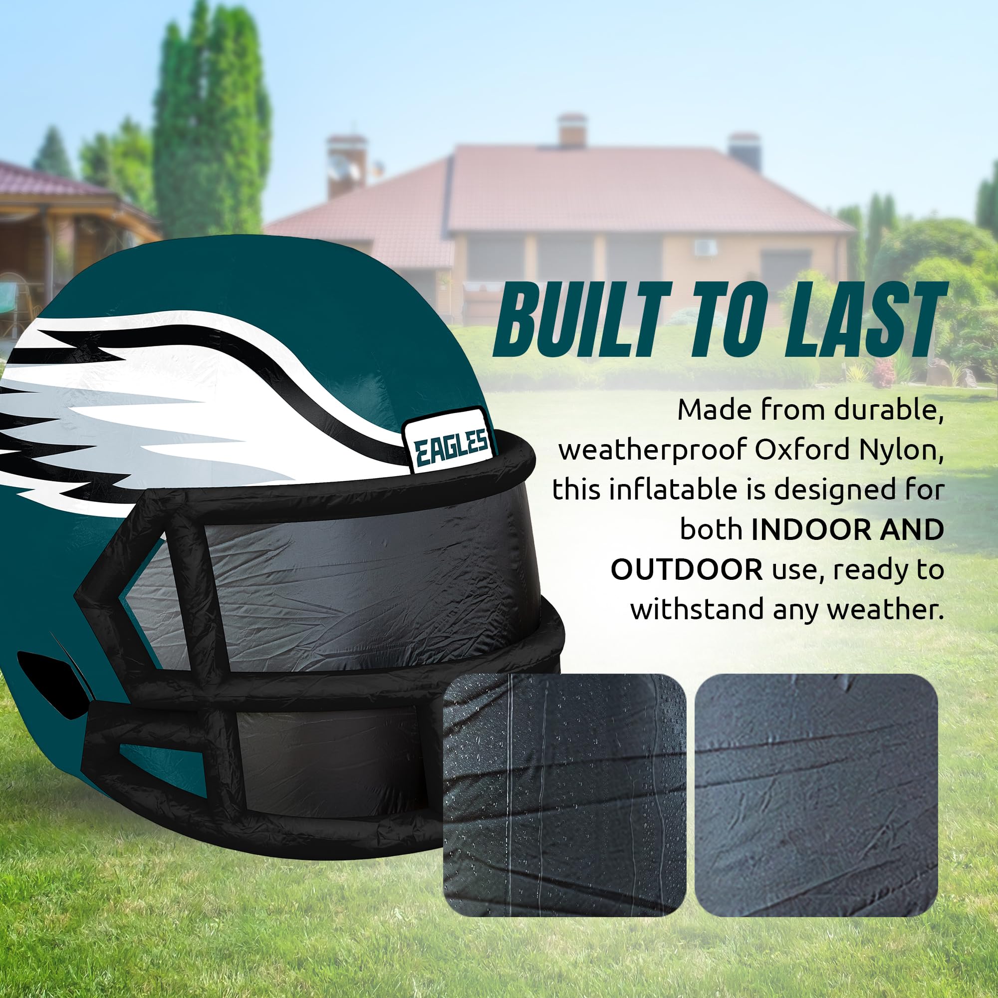 Sporticulture NFL Philadelphia Eagles 4ft Inflatable Helmet with LED Lights & Built-in Blower - Merchandise Decor Ideal for Lawn