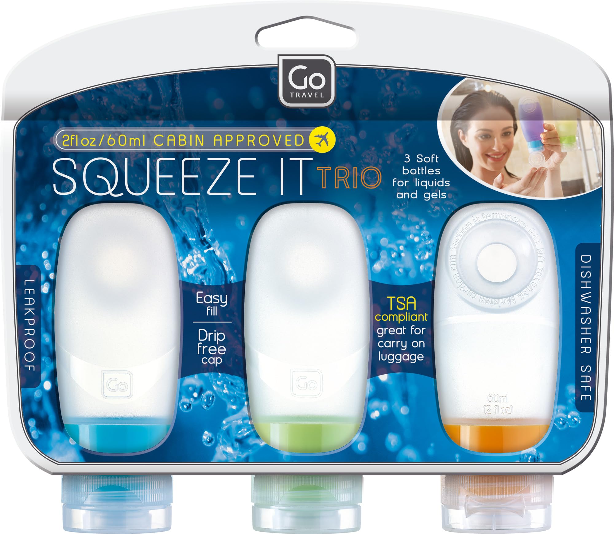Go Travel Squeeze It Trio, Tsa Approved Travel Bottles, Leakproof Travel Containers, Silicone Travel Bottles For Toiletries And