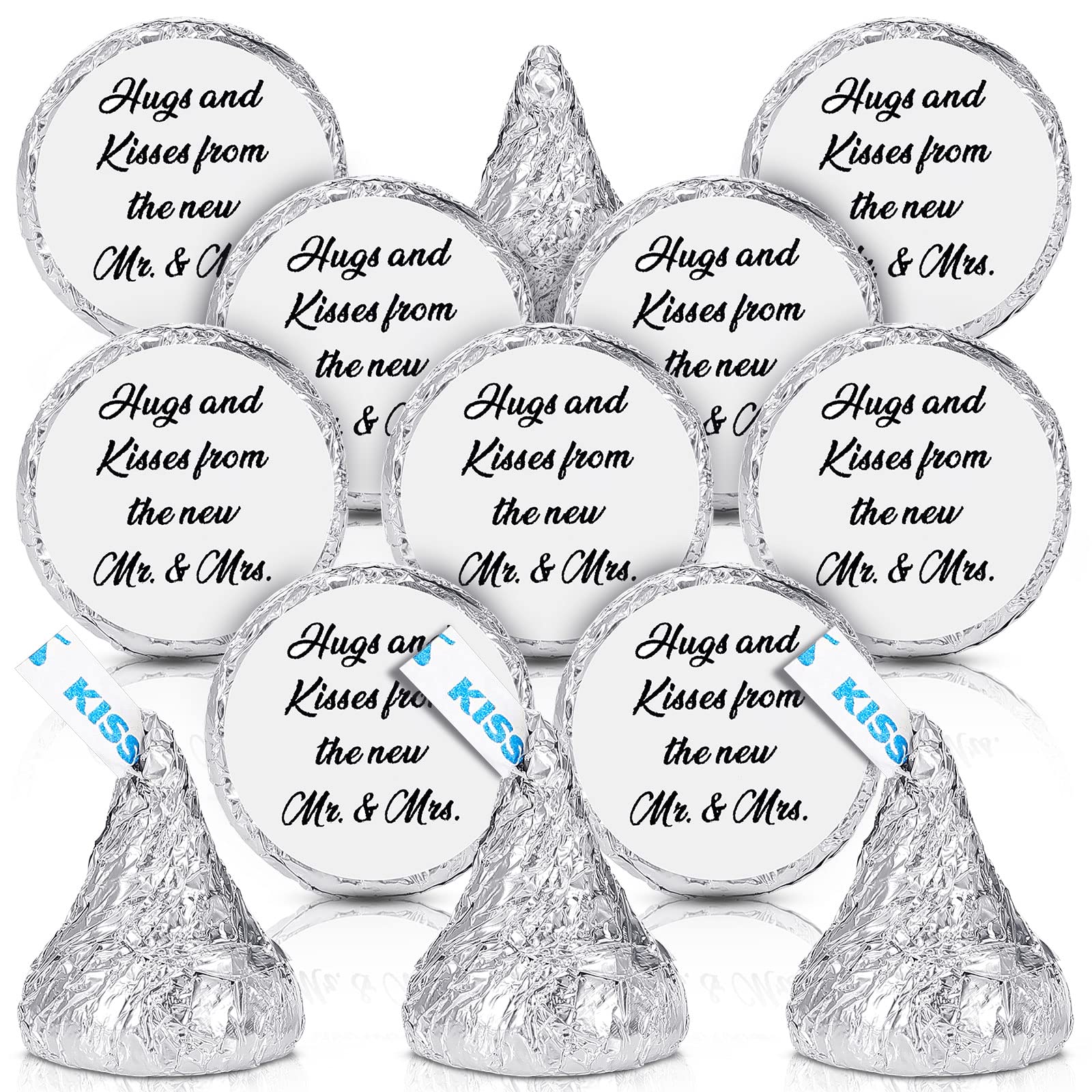 Laumoi 1000 Pcs Hugs And Kisses From The New Mr And Mrs Wedding Stickers, Chocolate Drops Labels Stickers Candy Stickers 0.75 In