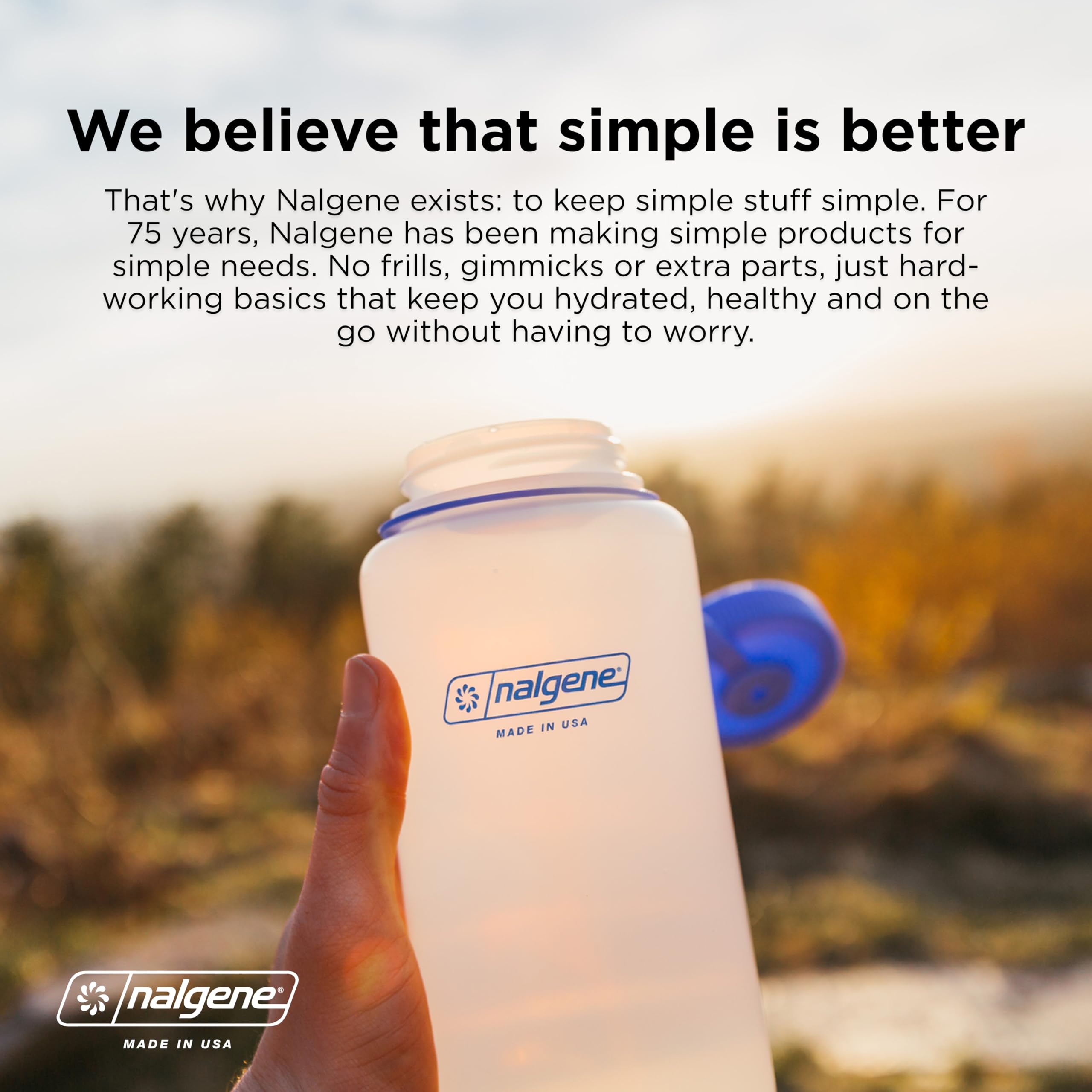 Nalgene Water Bottle - Lightweight Sustain Tritan Bpa-Free Shatterproof Bottle For Backpacking, Hiking, Gym, 32 Oz, Narrow Mouth