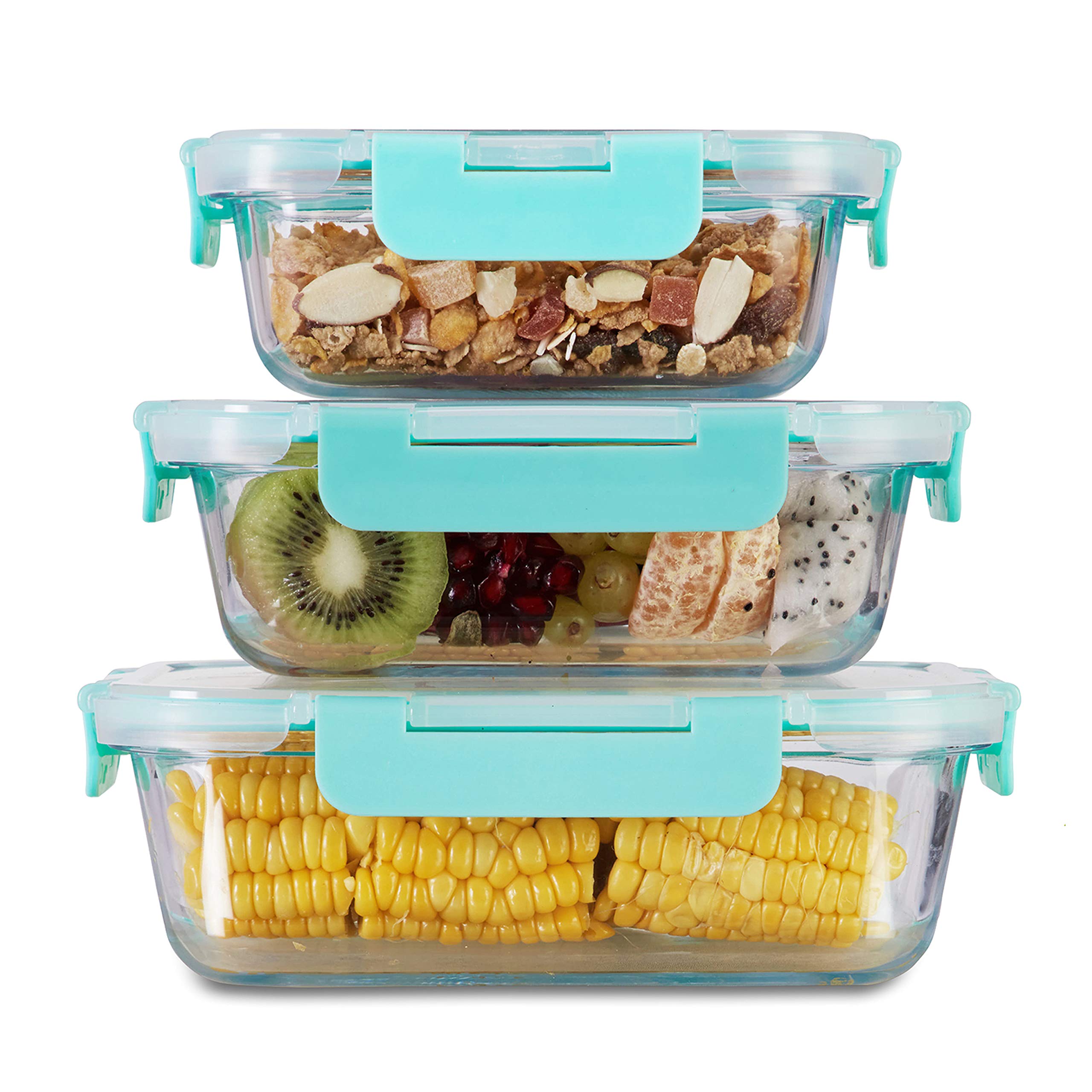 Allo Foodsafe Glass Containers With Lids Break Free Lock,Oven Microwave Safe Containers,High Borosilicate Meal Prep Glass Food S
