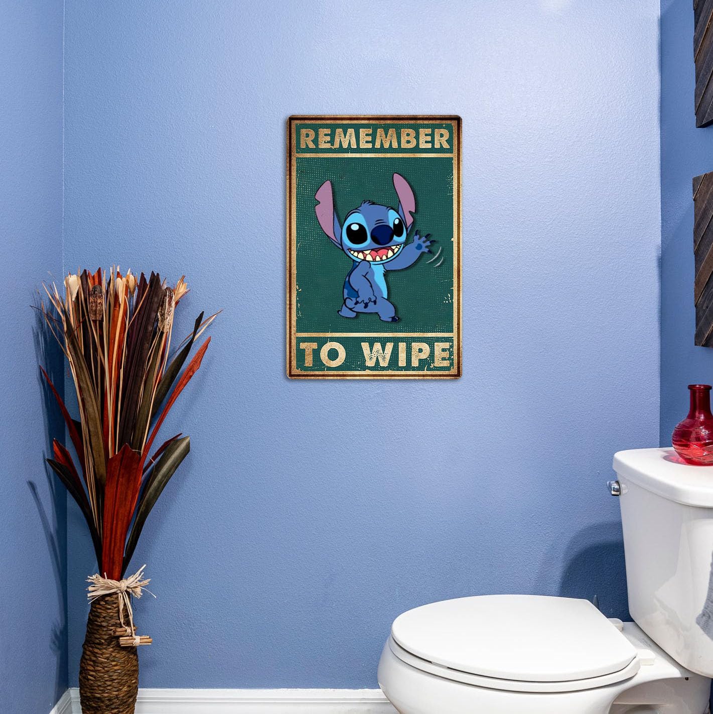 Stitch Bathroom Decor Remember To Wipe Metal Tin Sign For Kitchen Home Cute Bathroom Accessories Stitch Christmas Gifts Set Bedr