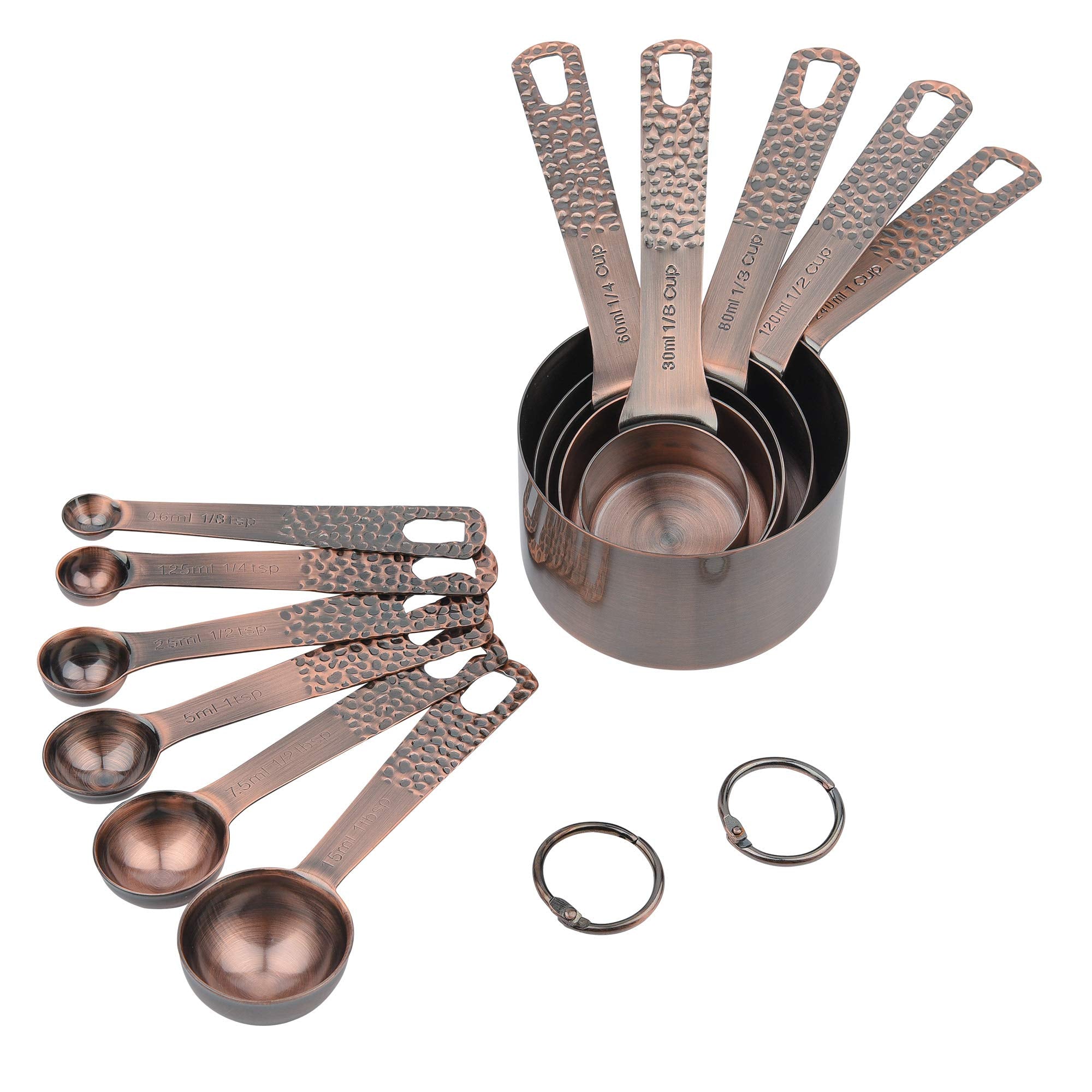 Nstezrne Measuring Cups And Spoons Set, Stainless Steel Measuring Cups And Spoons, Metal Measuring Cups For Kitchen, Copper Meas