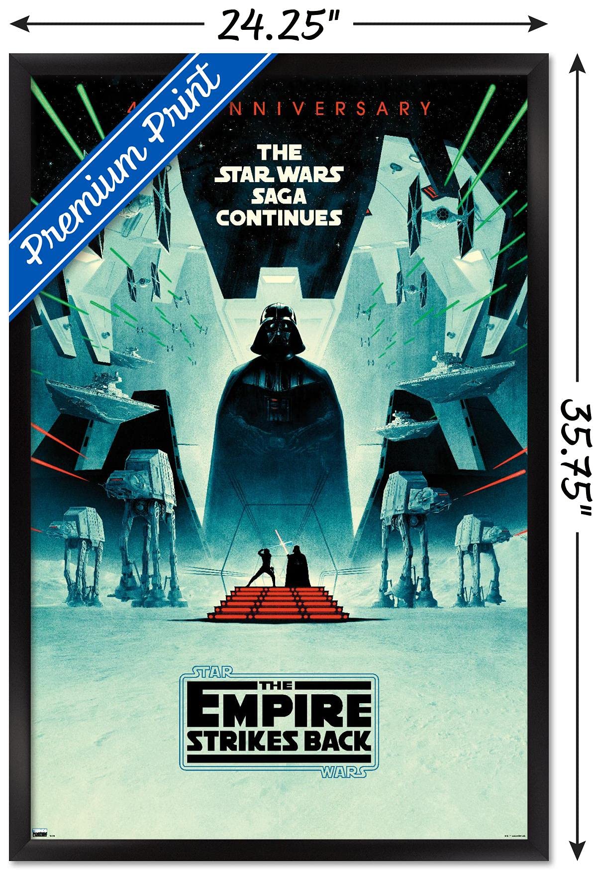 Trends International Star Wars: The Empire Strikes Back - 40Th Anniversary Wall Poster, 22.375'' X 34'', Black Framed Version