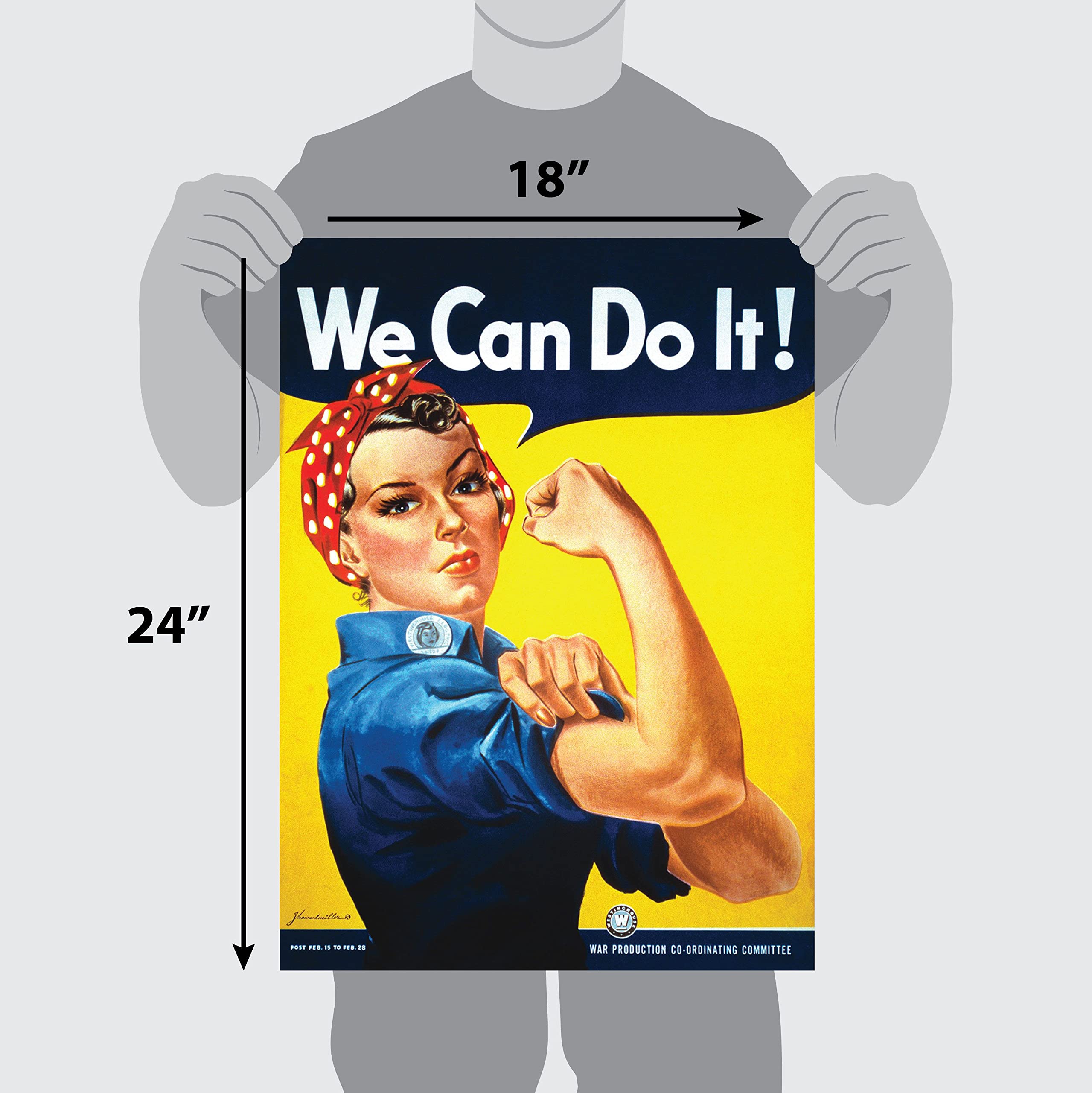 Palace Learning We Can Do It Poster - Rosie the Riveter - Laminated 18x24 - WW2 Vintage Decor