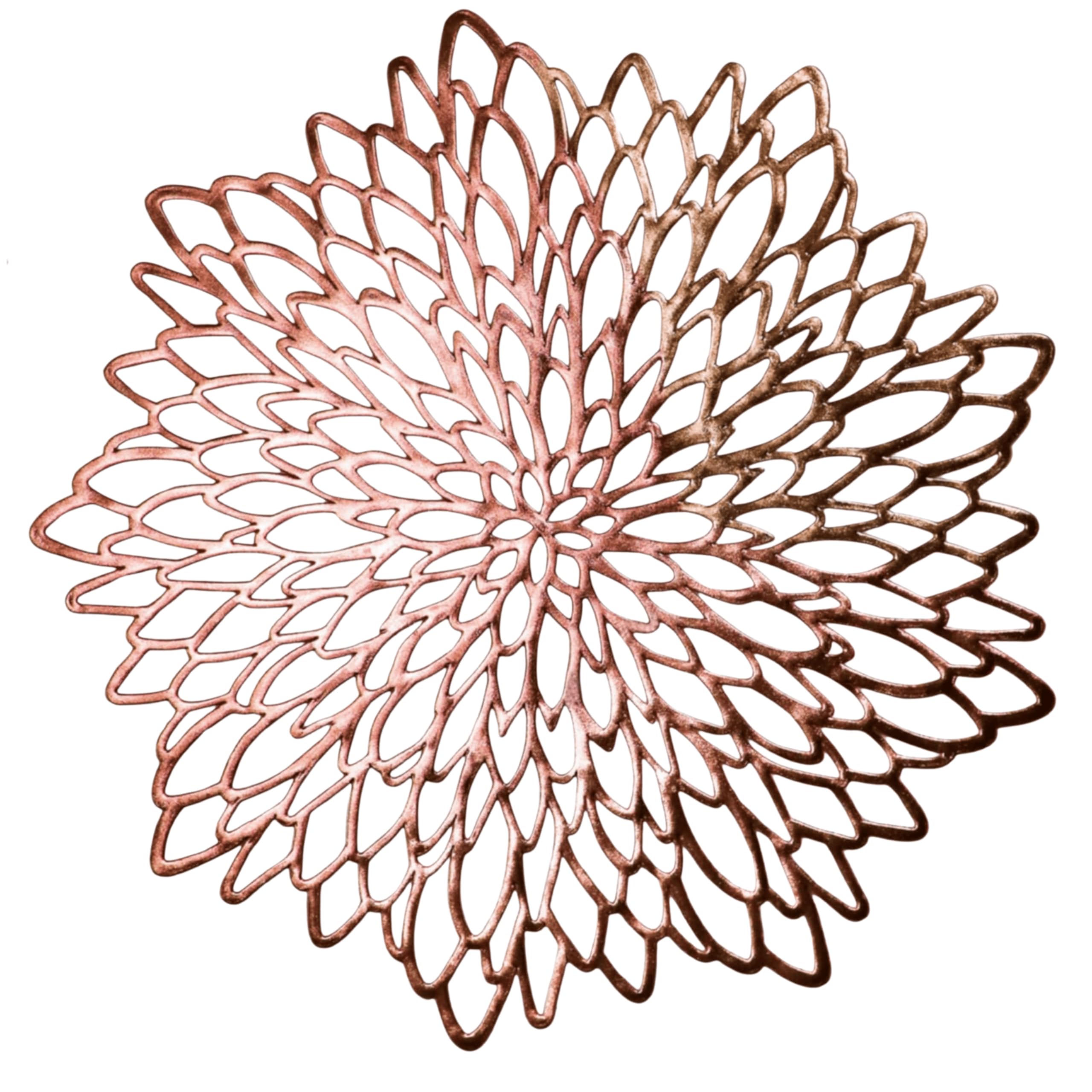12 Pack Rose Gold Metallic Round Placemats Laminated Vinyl Leaf Dining Table Decorative By Snowkingdom