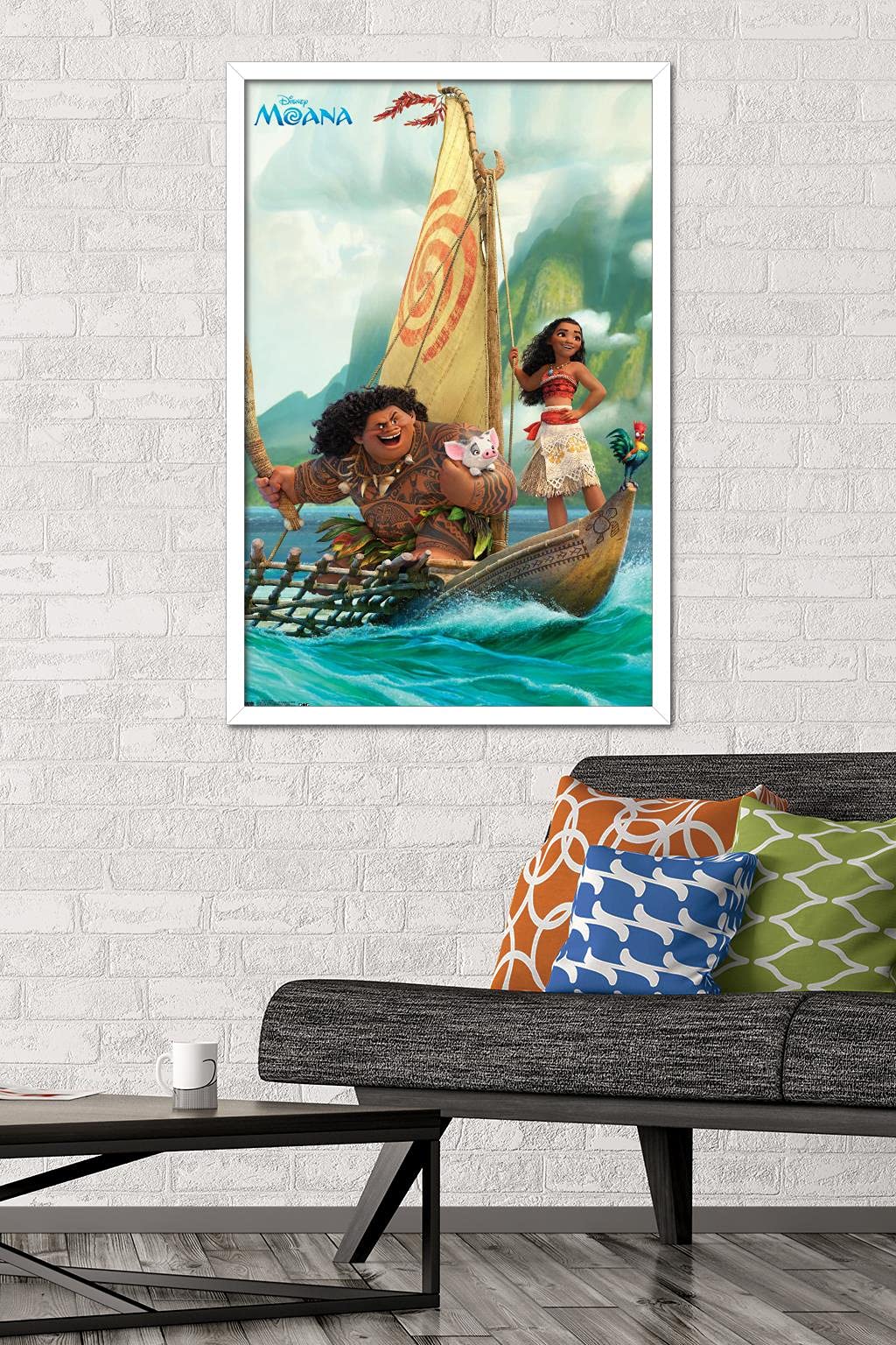 Trends International Disney Moana - Group Wall Poster, 22.37'' X 34.00'', White Framed Version