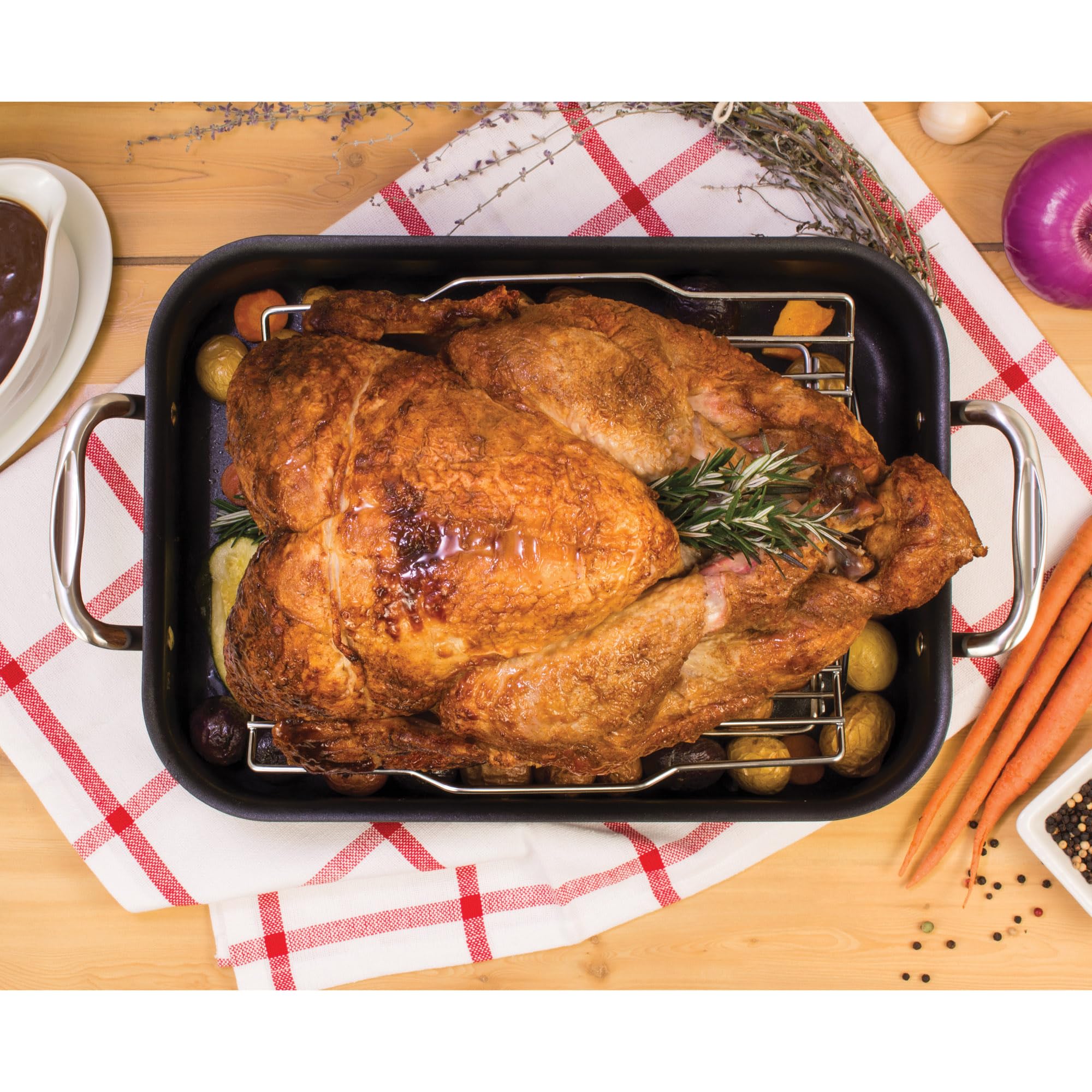 HIC Kitchen Adjustable Metal Roasting Rack, 11.25" x 10.625", Silver, Model 43182