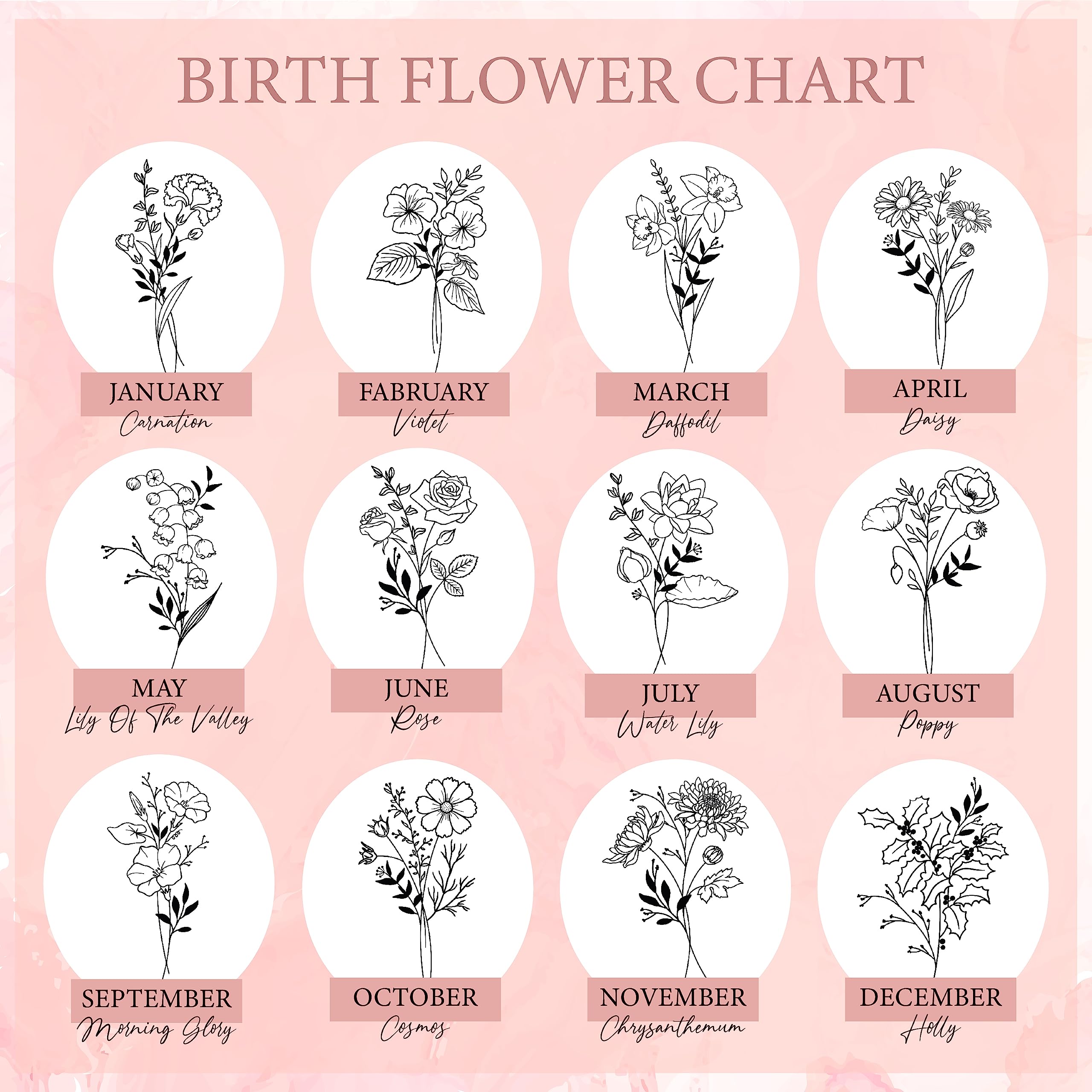 Birthday Gifts for Women, Personalized Tumblers with Birth Flower and Name, 10 Colors - 20 Oz, Skinny Tumblers for Women