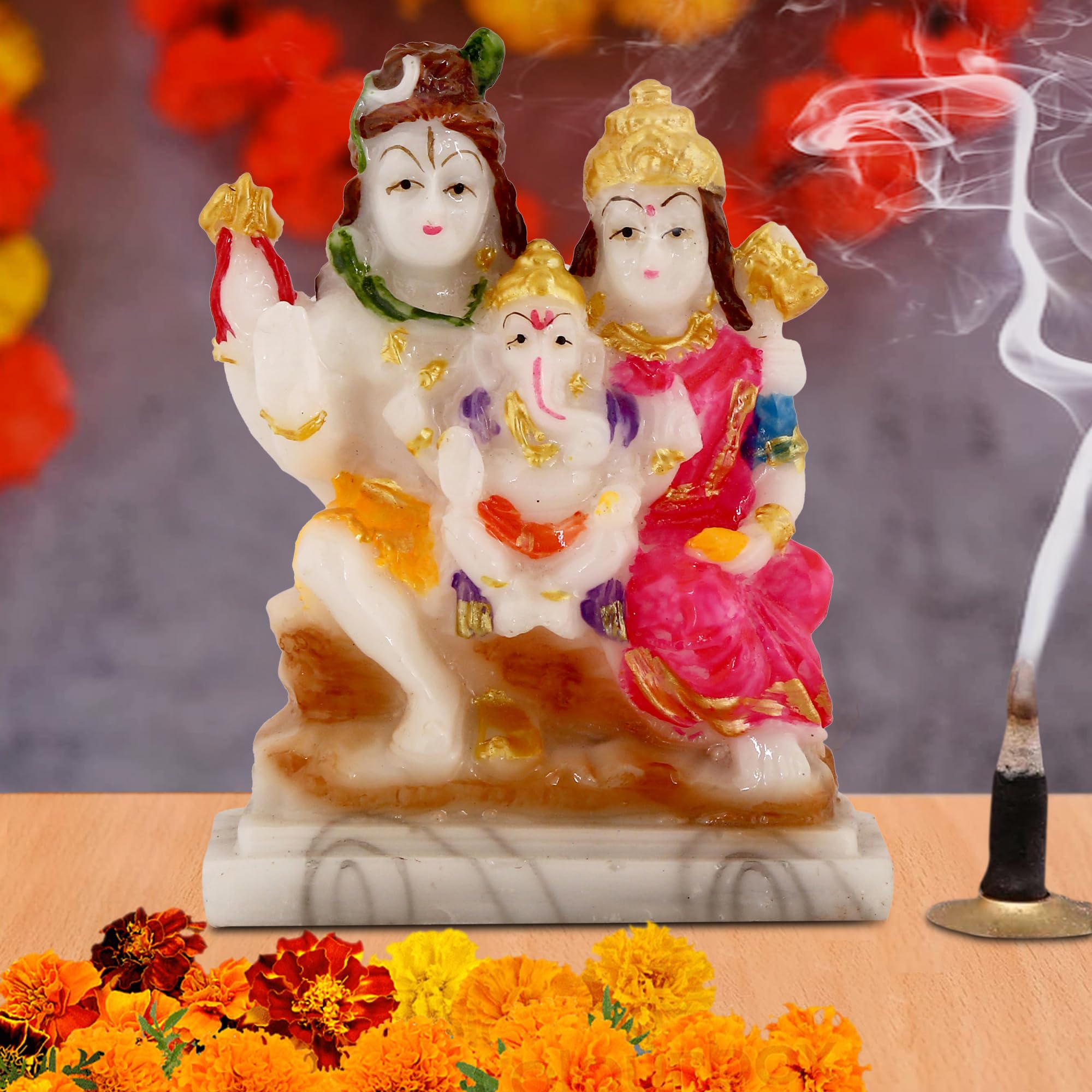 Awesome Craft Handcrafted Shiva Parvati Ganesh Idol Shiv Parivar Murti Statue Sculpture Hindu Showpiece Figurine For Home Office