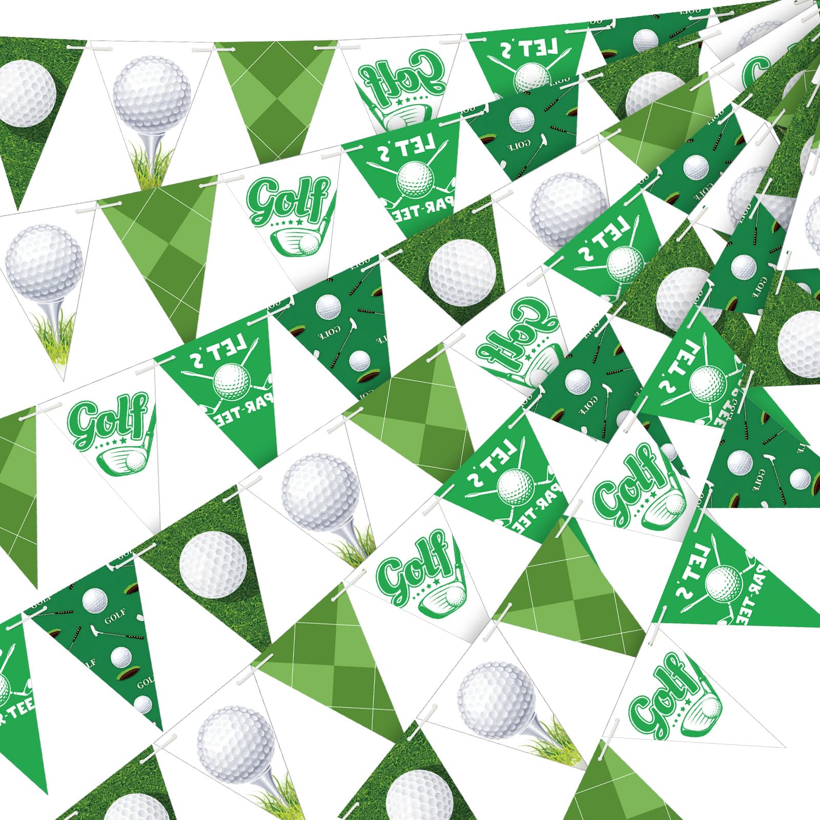 Weekgrat 5 Pcs Golf Party Decorations Golf Triangle Banner Hole in One Birthday Decorations Pennant Flags with Double Sided Prin
