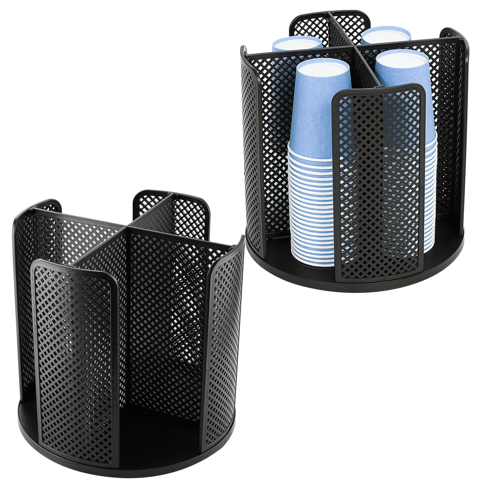 Battipaw Rotatable Cup And Lid Organizer With 4 Compartments, Coffee Cup Dispenser, Paper Cup Storage Holder, For Countertop Bat