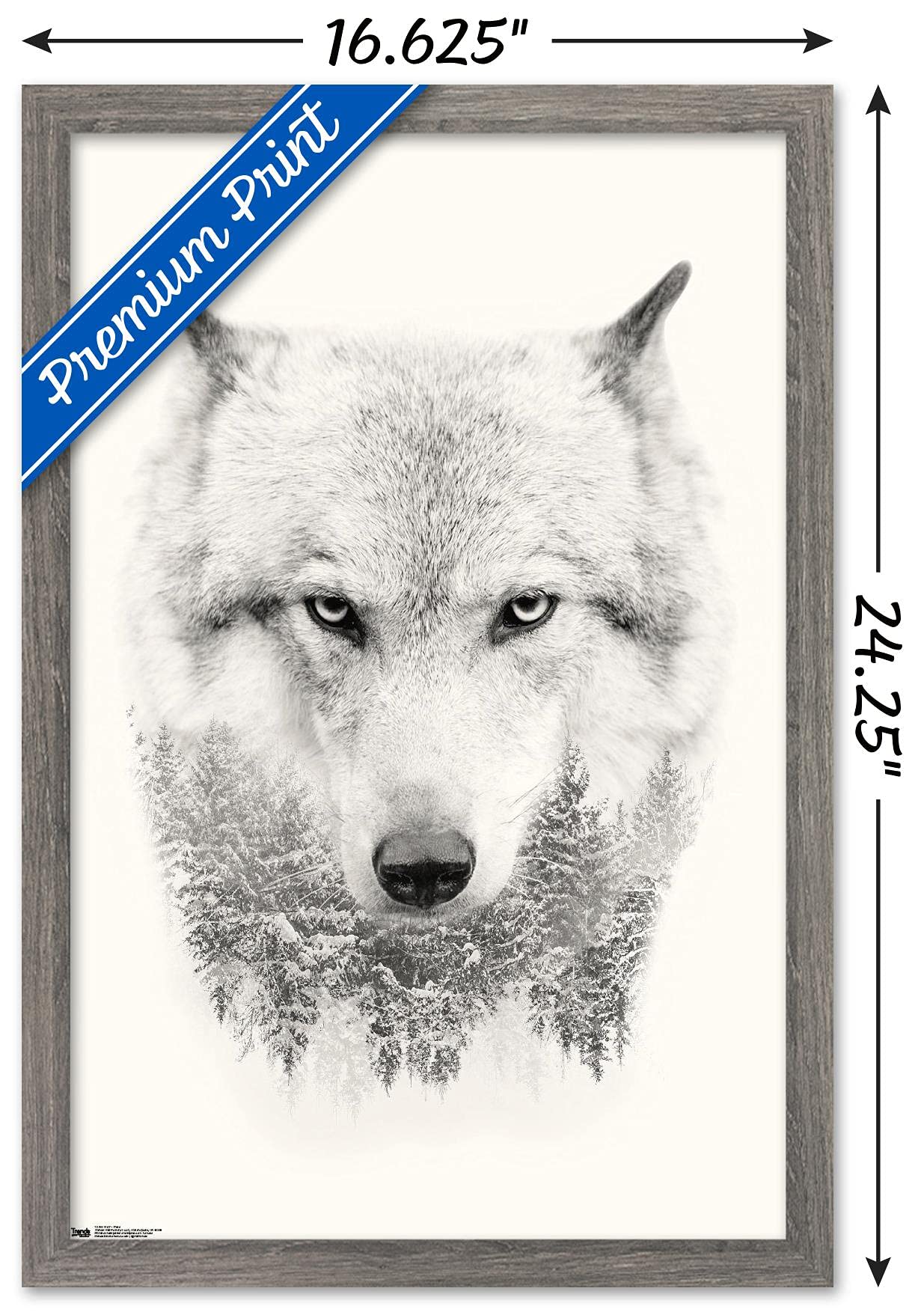 Trends International Wolf - Trees Wall Poster, 14.725'' X 22.375'', Barnwood Framed Version