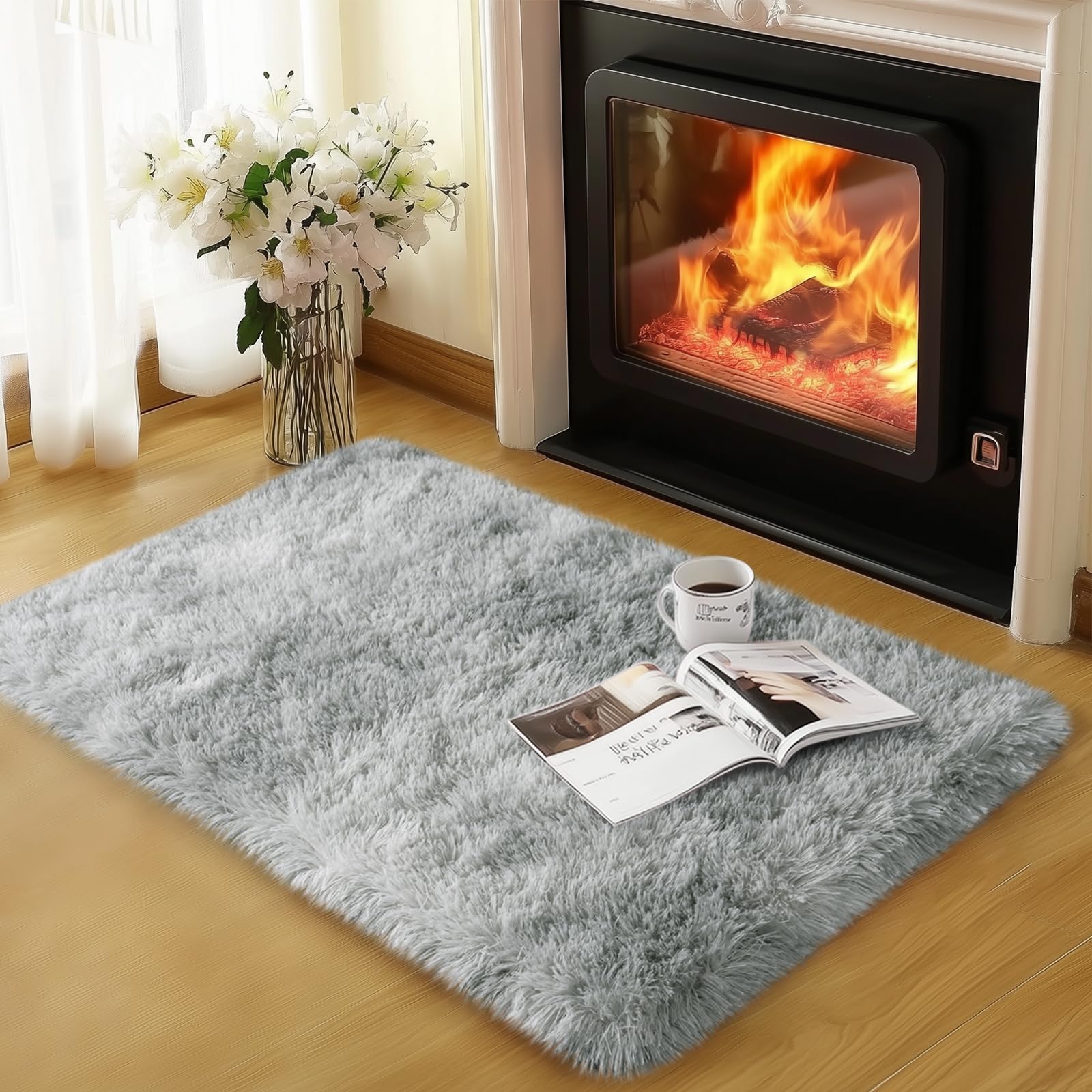 qulint Small Rugs for Bedroom, Fluffy 2x3 Area Rug for Besides Soft Shag Fuzzy Throw Rug for Boys Room, Plush Shaggy Alfombras f