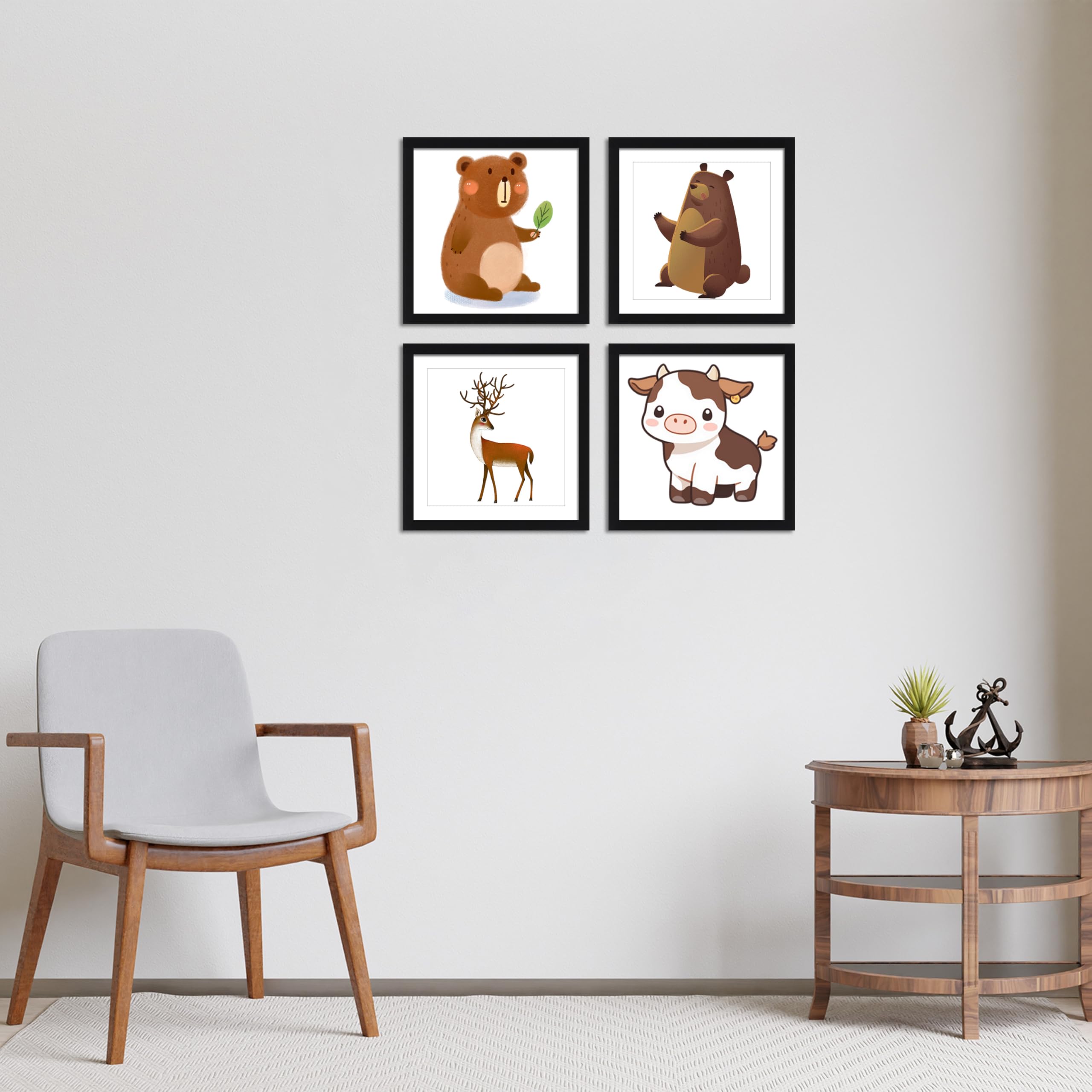 CORE ART 12x12 Picture Frame Set of 4, Display Pictures 10x10 with Mat or 12 x 12 without Mat, Multi Photo Frames Collage for Wa