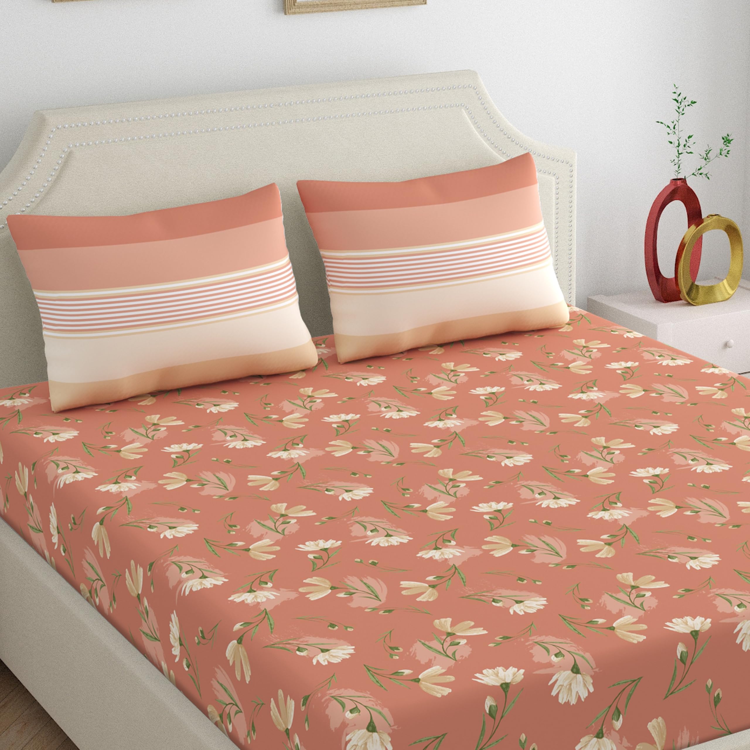 Dreamscape 100% Cotton King Bedsheet With 2 Pillow Covers - (Size 72 X 78 Inches, 140 Tc, Colour - Blue: Oceanic Bubbles)