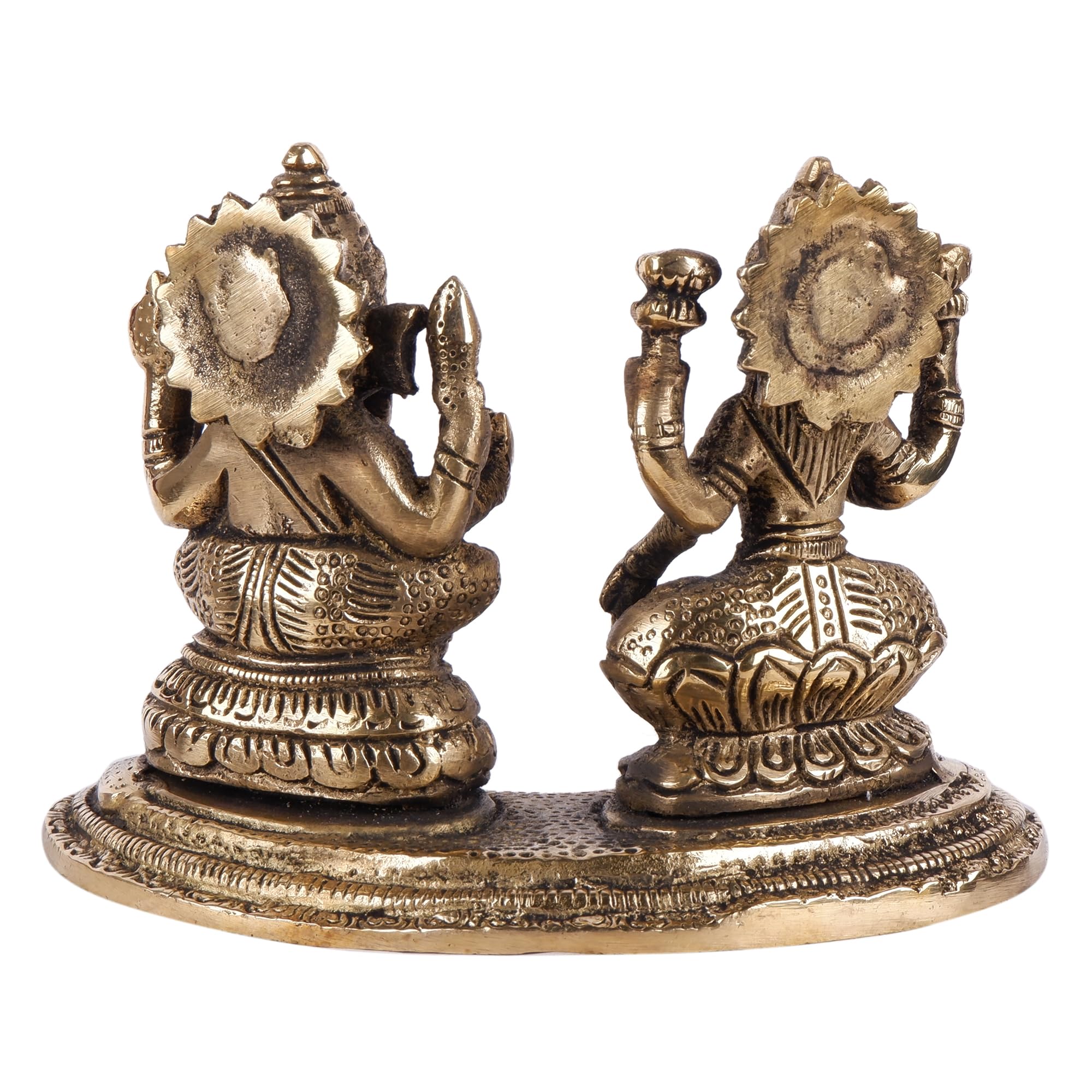 Shoppingrox Lakshmi Ganesh Set 11 Cm Religious Idol & Figurine Brass Metal Yellow Color