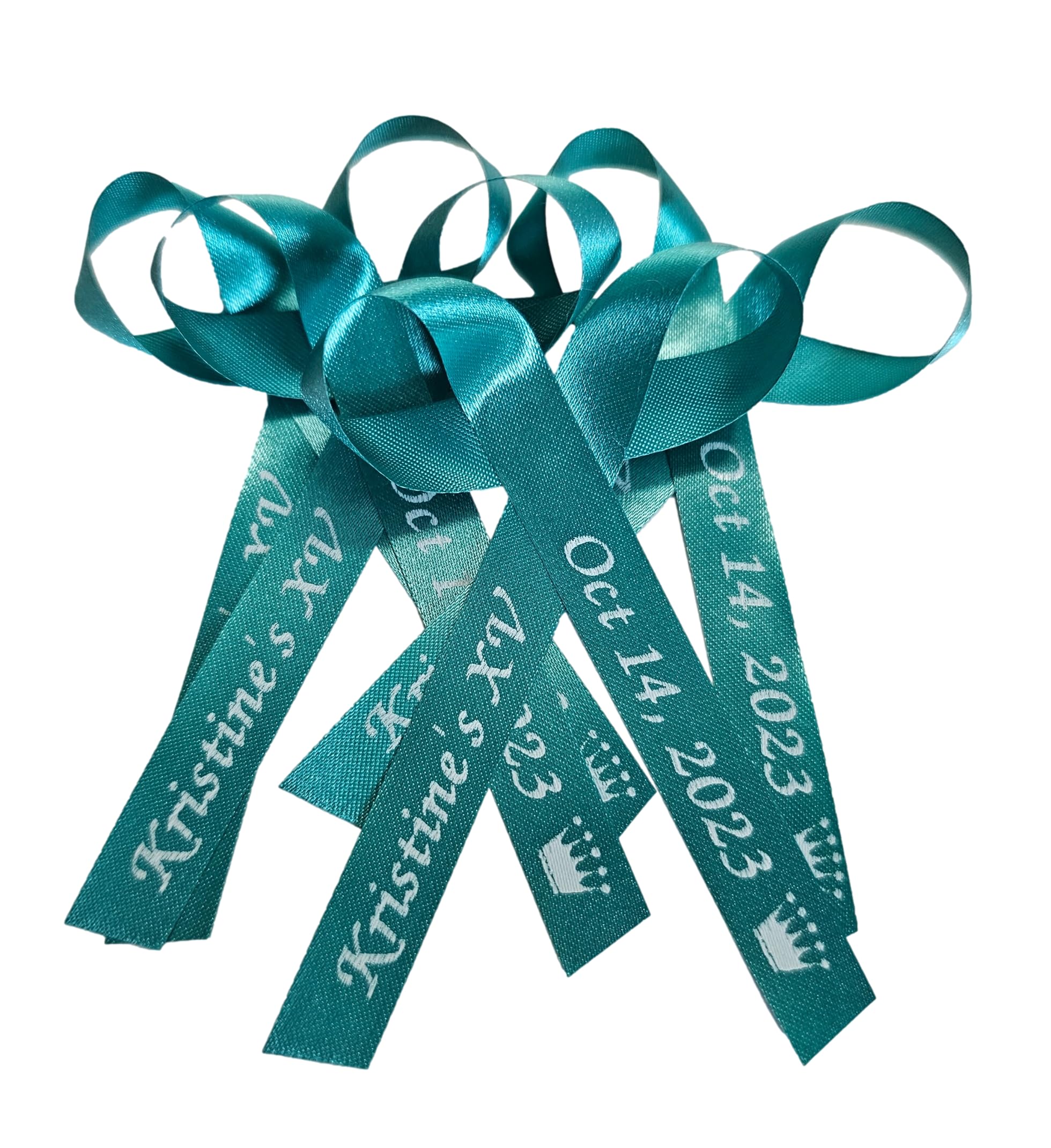 25 Personalized Ribbons Wedding Bridal Shower Favor Quinceanera Baptism By Amy'S Bubbling Boutique (Teal)