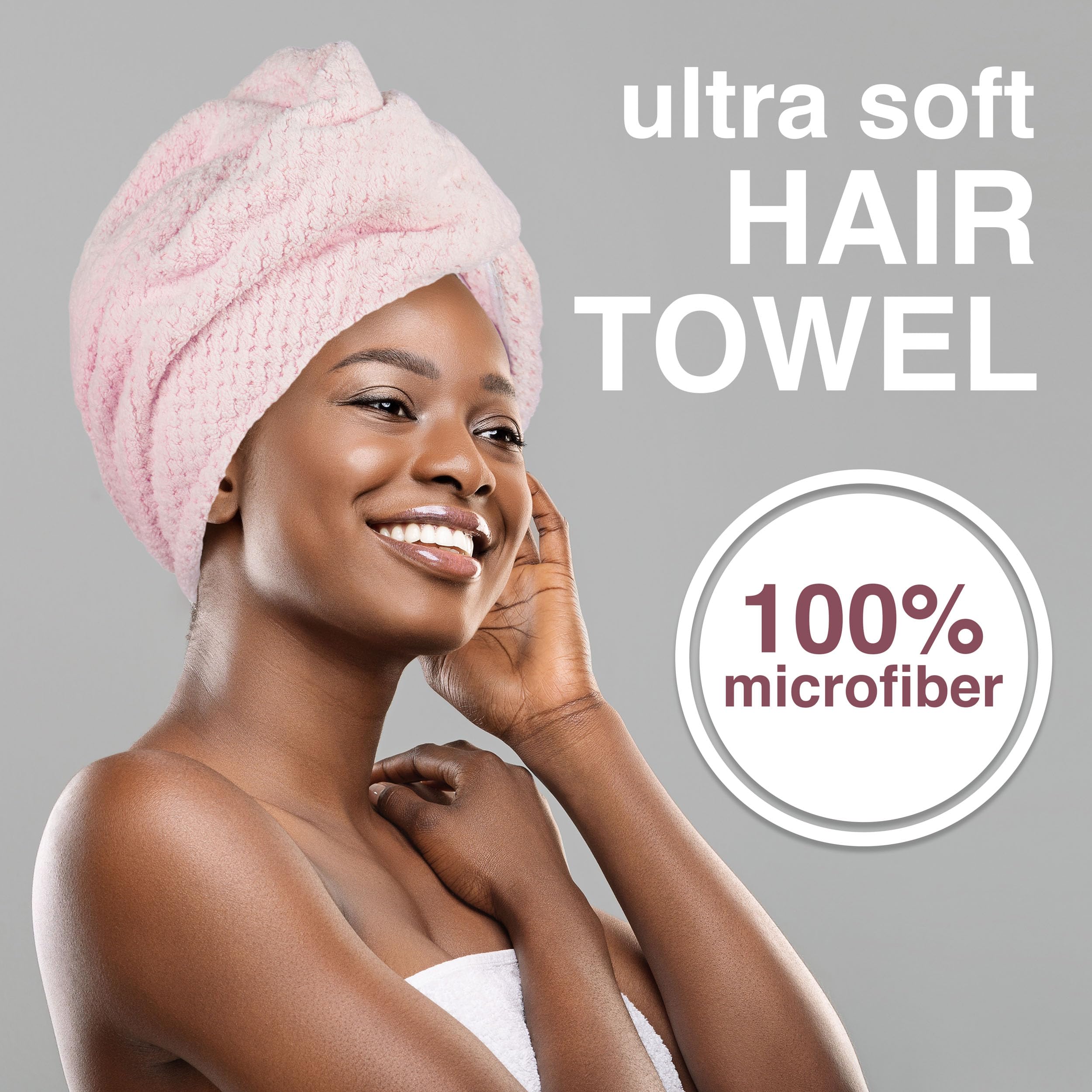 Expressions Microfiber Hair Towel in Pink - 1pc Super Soft Ultra Absorbent Hair Towel, Luxury Hair Care Towel, Gentle Hair Dryin