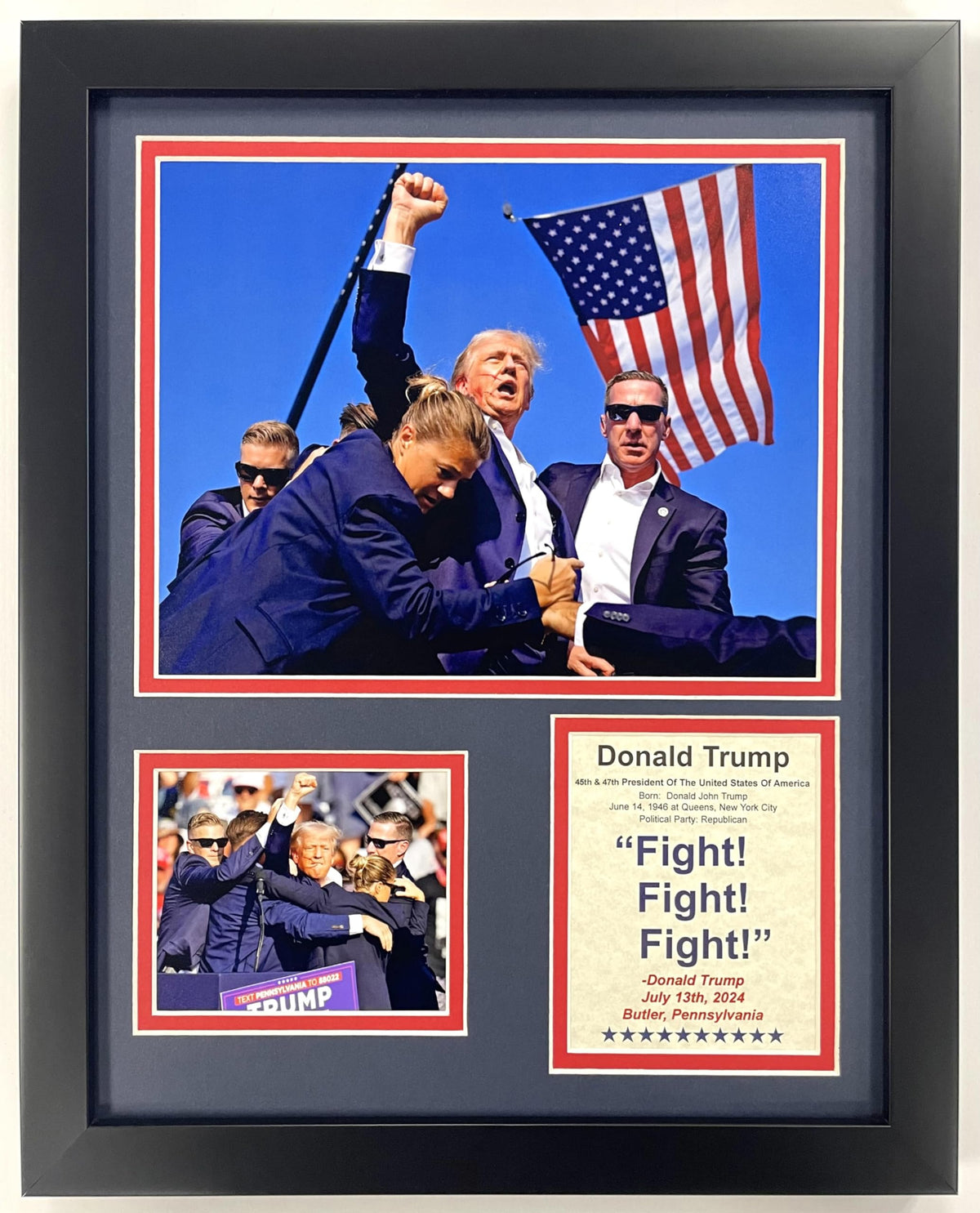 Donald Trump | America'S 45Th President | Framed 12''X15'' Double Matted Photos (Rally)