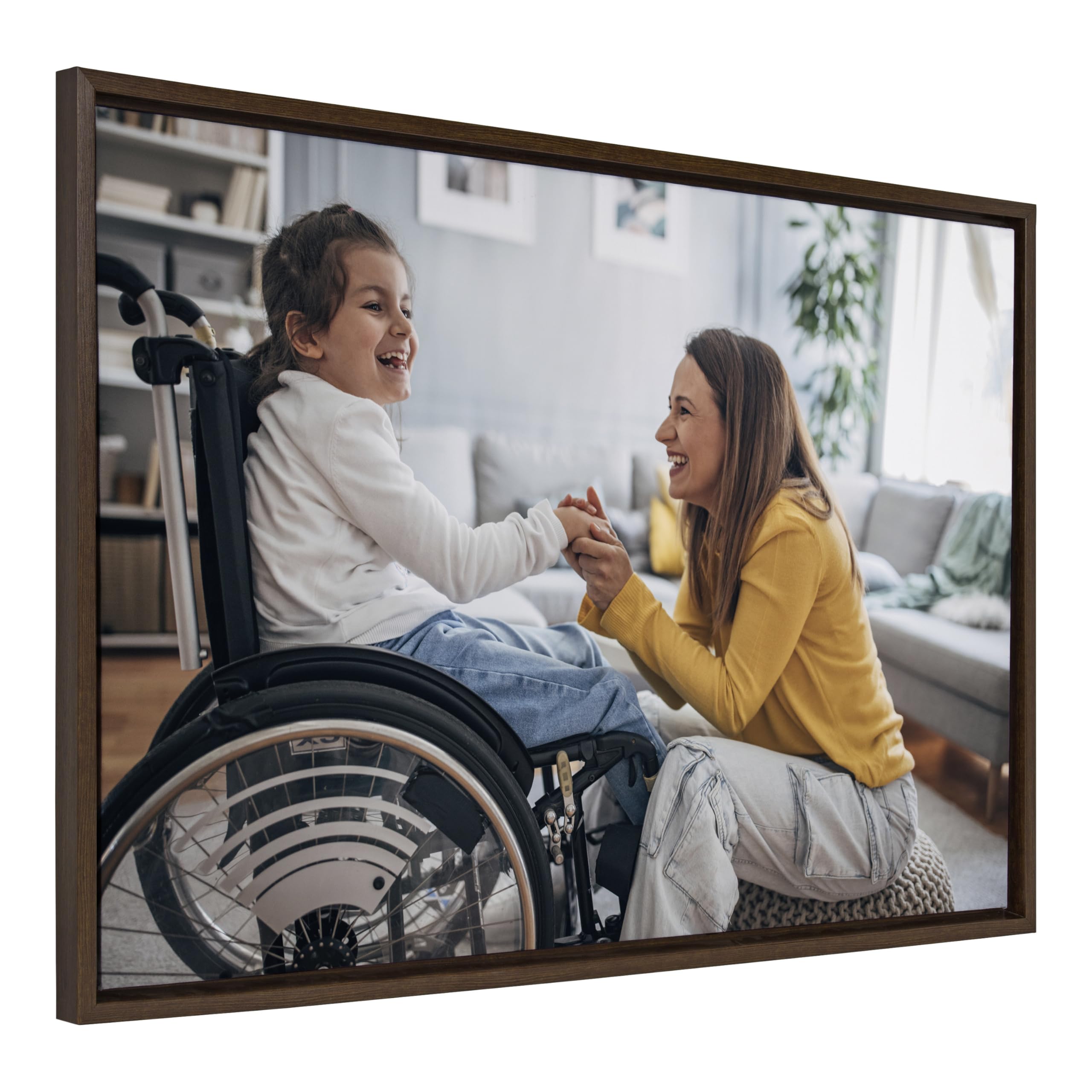 Kate And Laurel Sylvie Custom Printed Framed Canvas Wall Art, 33X23 Brown, Personal Canvas Print With Your Photos For Bedroom Or
