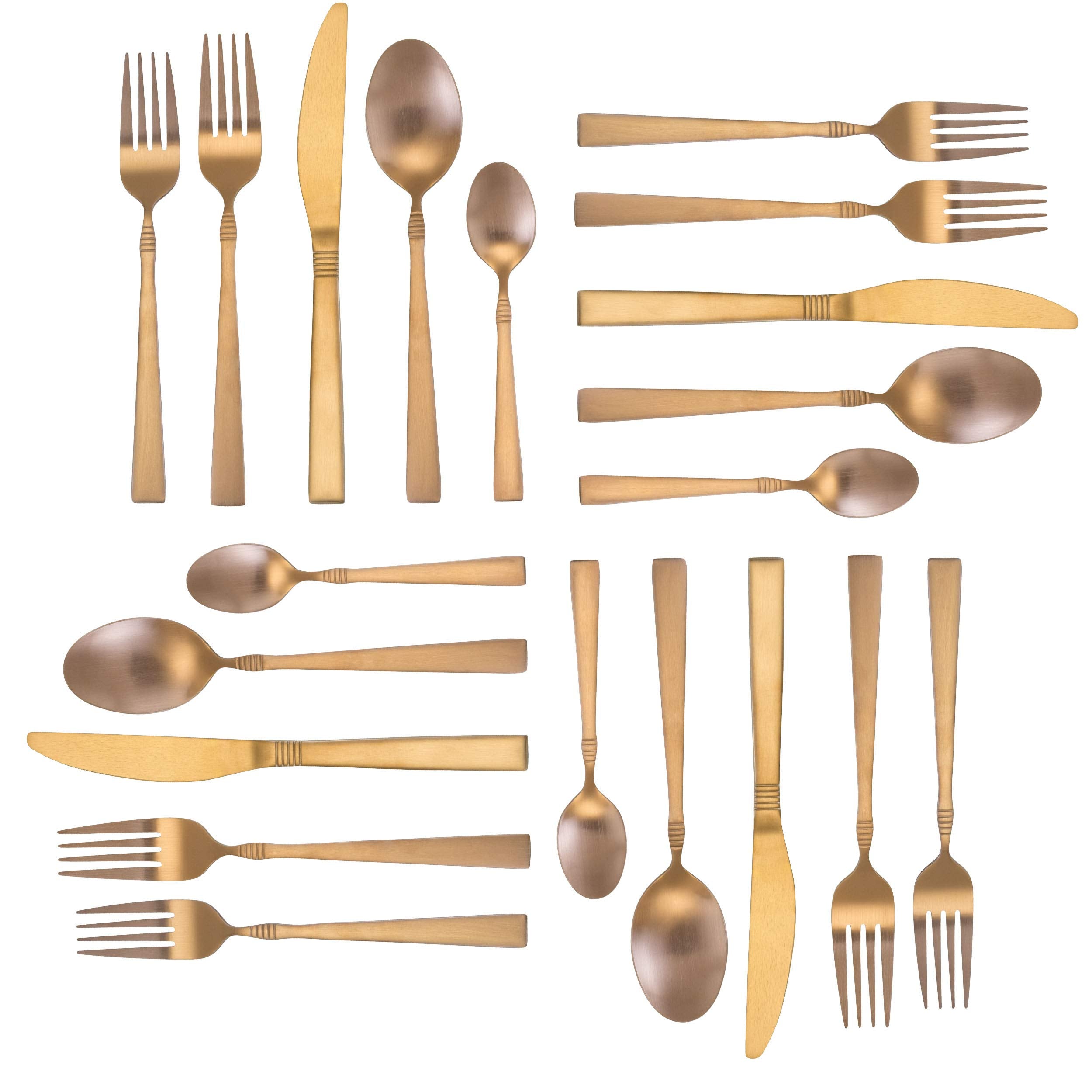 Megachef Cravat 20 Piece Flatware Utensil Set, Stainless Steel Silverware Metal Service For 4 In Matte Rose