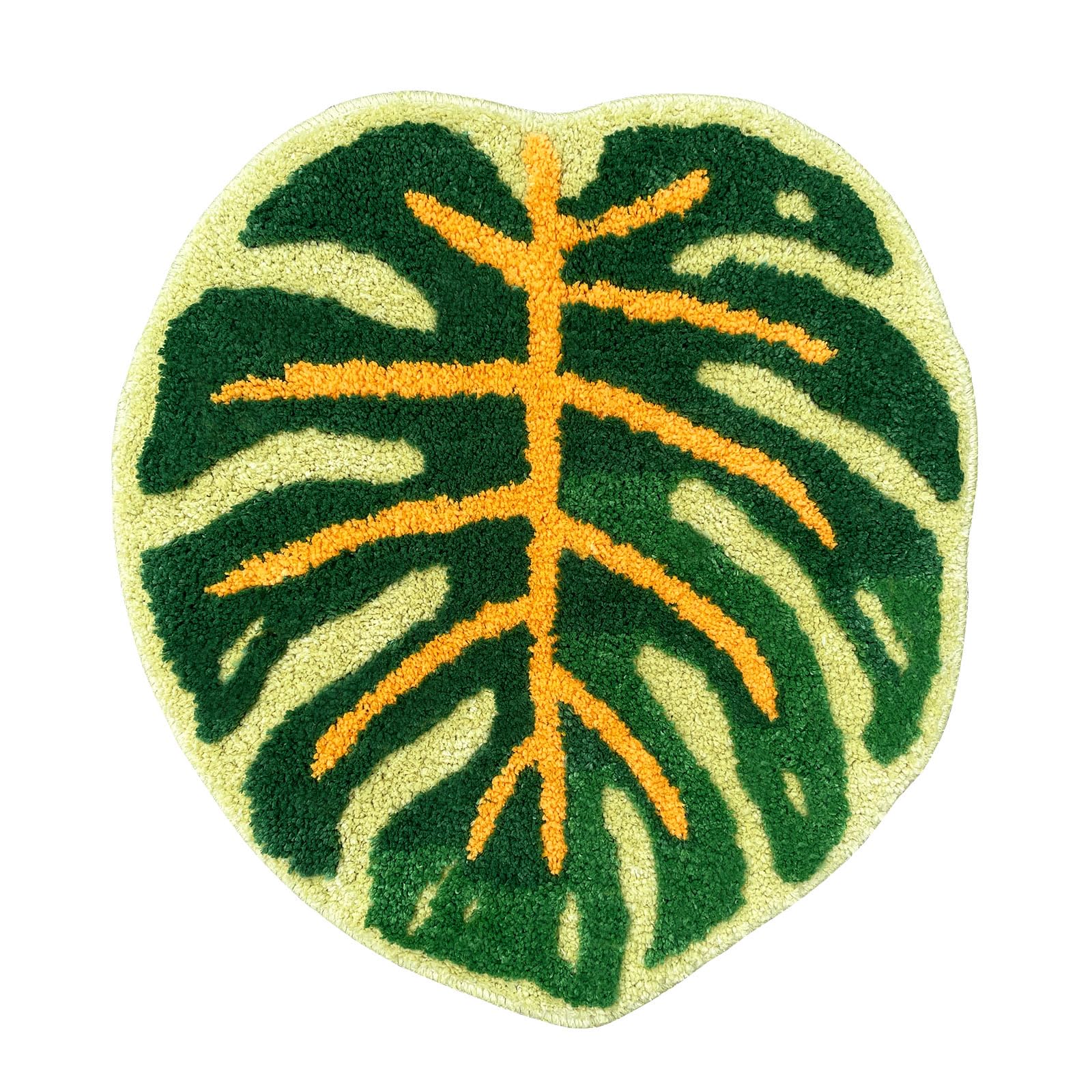 Sisher Cute Bathroom Rugs Monstera Leaf Rug Non-Slip Bathroom Mat, Absorbent, Fun Bath Mat,Machine Washable For Room Geen(22''X2