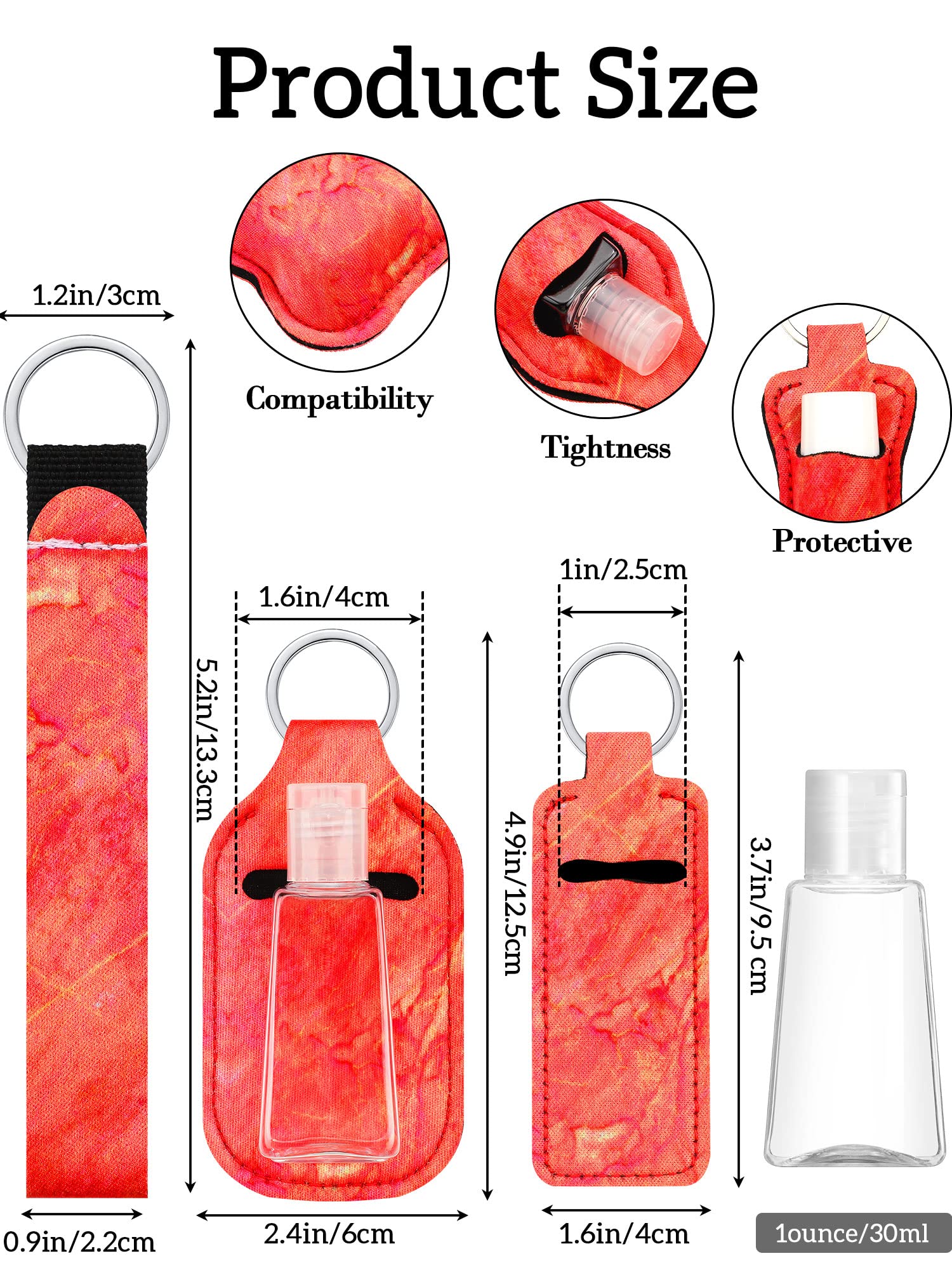 Geiserailie 40 Pcs Hand Sanitizer Keychain Holder Set Travel Bottle Holder Lipstick Case Wristlet Keychain(Chic)