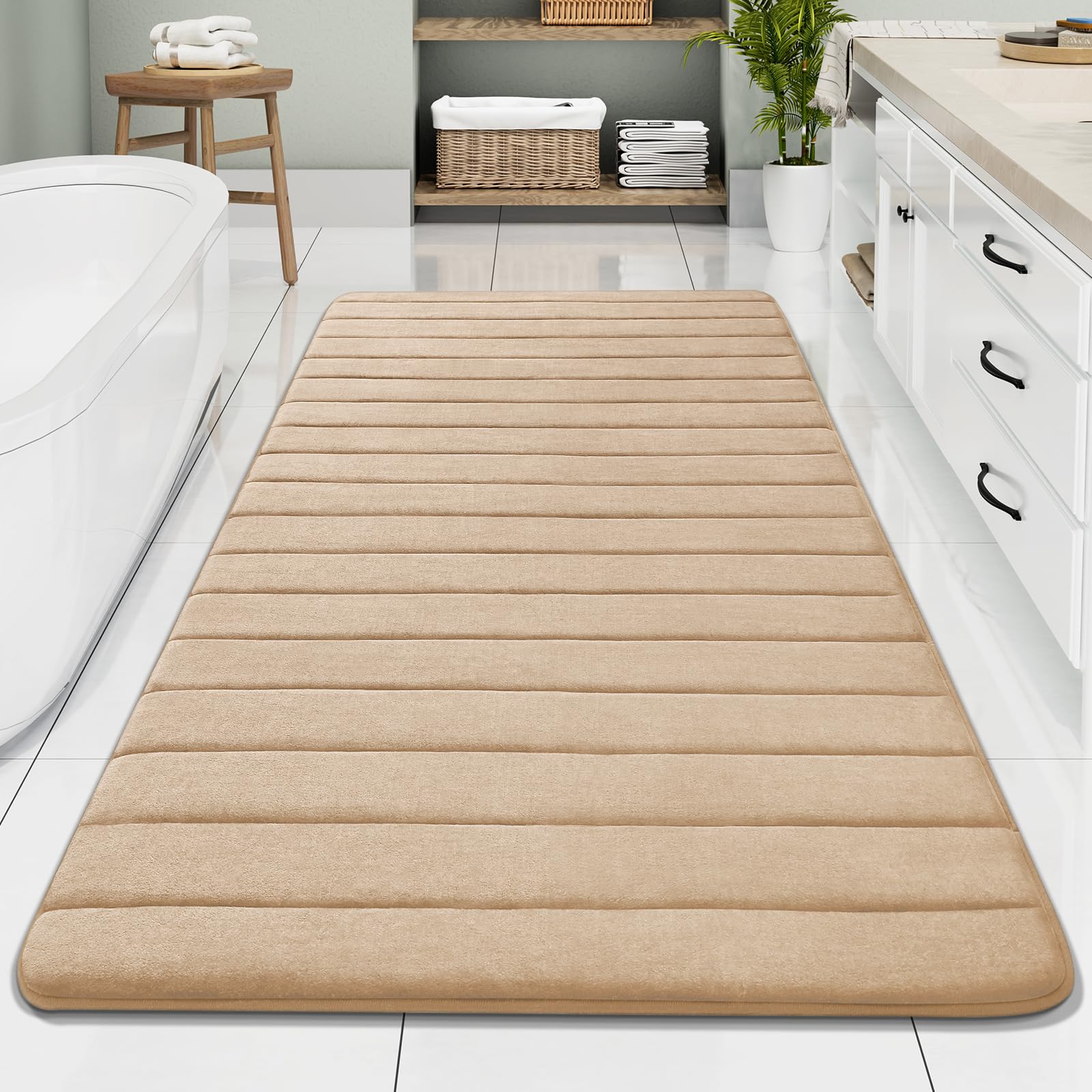 Buganda Memory Foam Bath Mat, 70 x 34, Ultra Soft and Non-Slip Bathroom Rugs, Water Absorbent and Machine Washable Bath Rug Runn