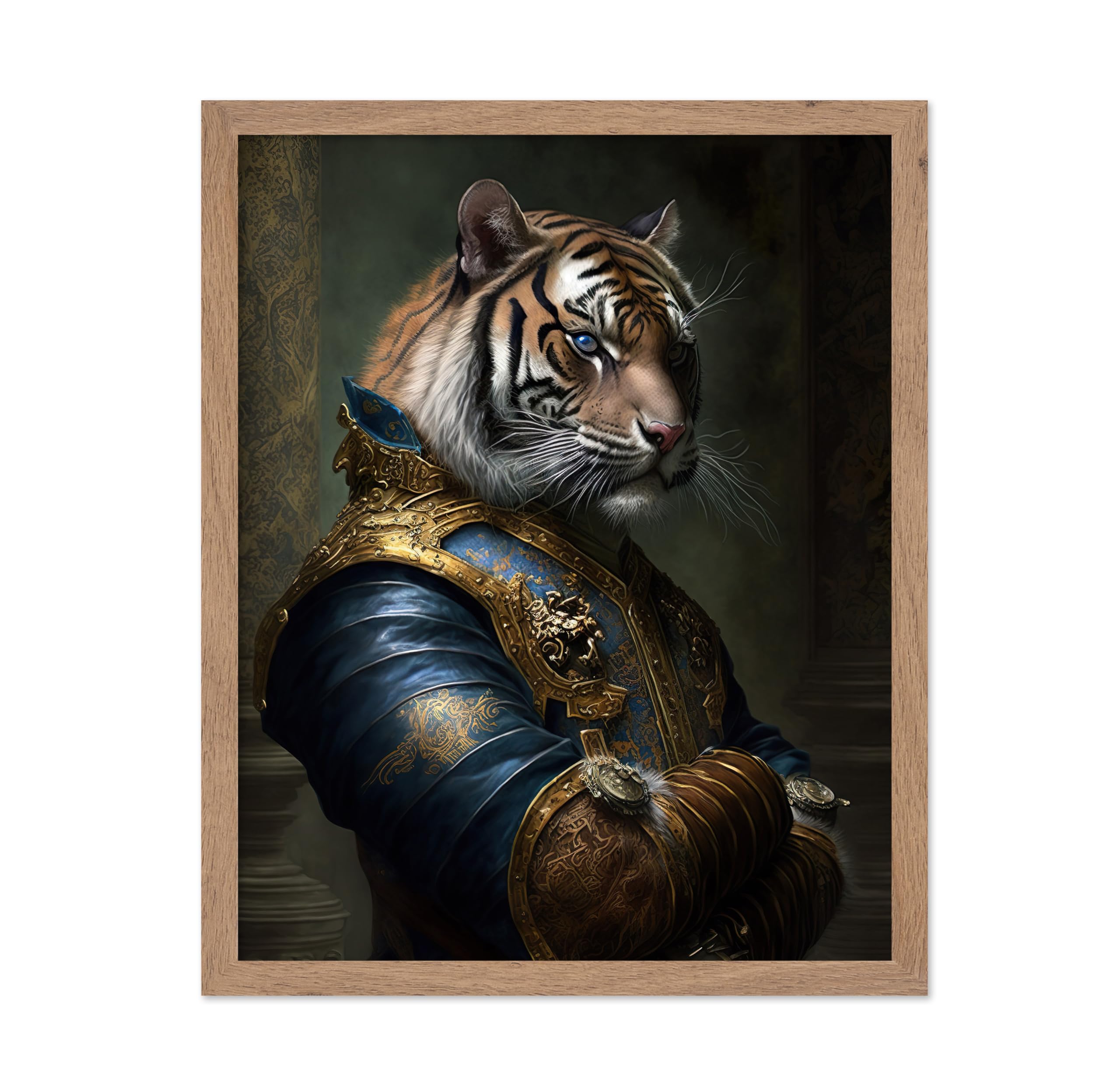Poster Master Renaissance Animal Poster - Retro Funny Print - Gift for Artist, Friend - Aristocratic Tiger, Renaissance, Formal 
