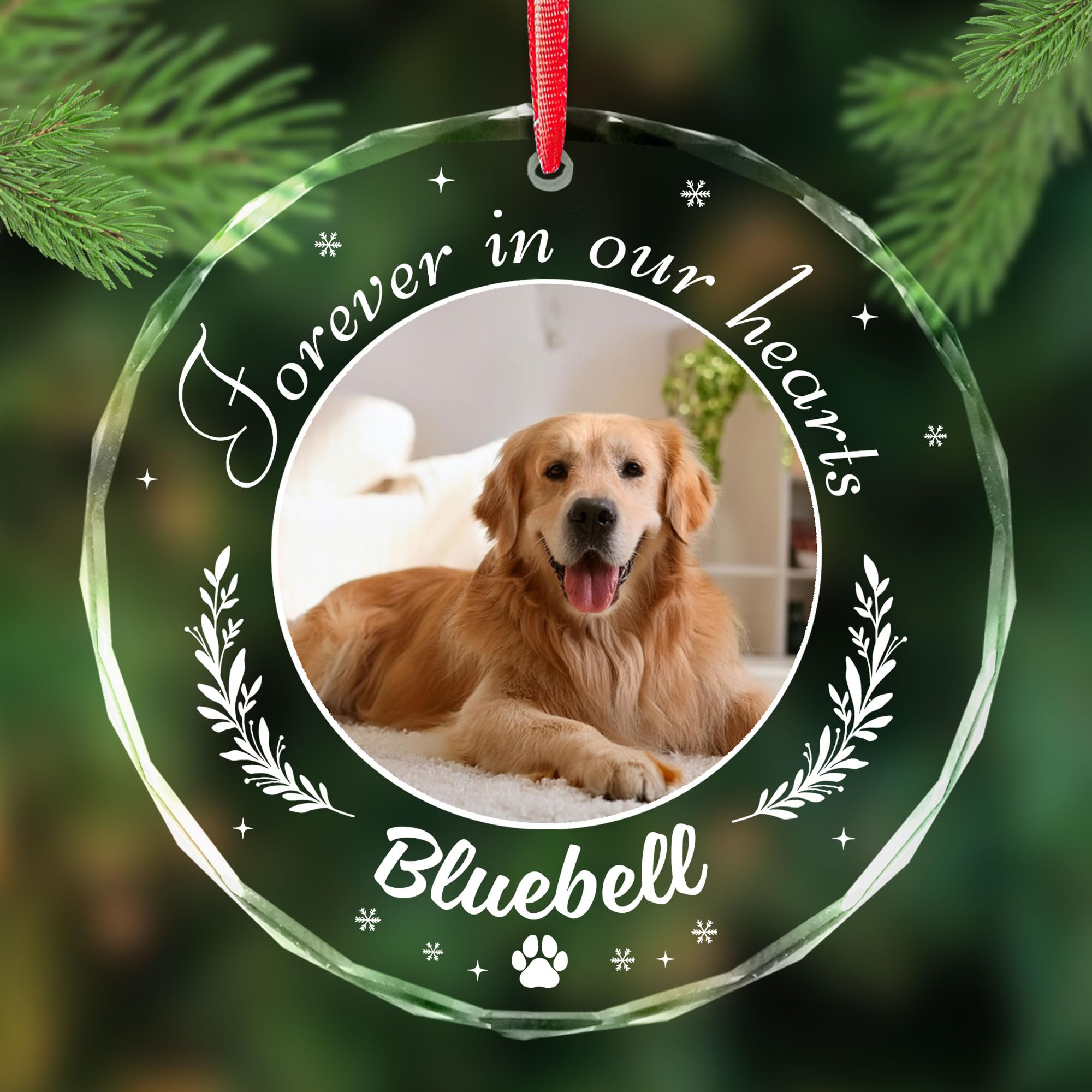 Dog Remembrance Ornaments Personalized 2025 - Pet Memorial Christmas Ornaments with Photo - in Loving Memory, Pet Loss, Dog Symp
