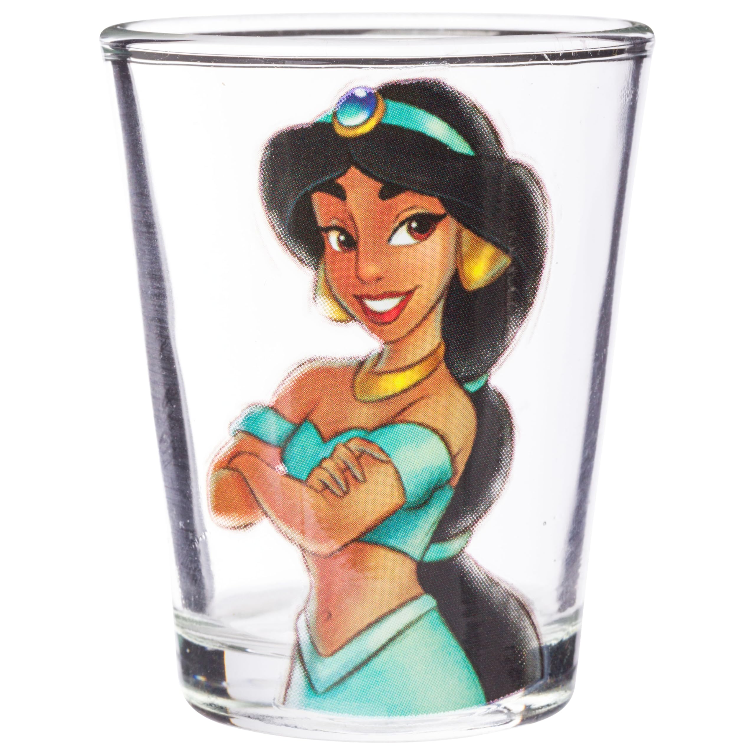 Silver Buffalo Disney Princess Vintage Sketch Featuring Cinderella, Tiana, Snow White, And Jasmine 4 Pack Mini Glasses, 1.5 Ounc