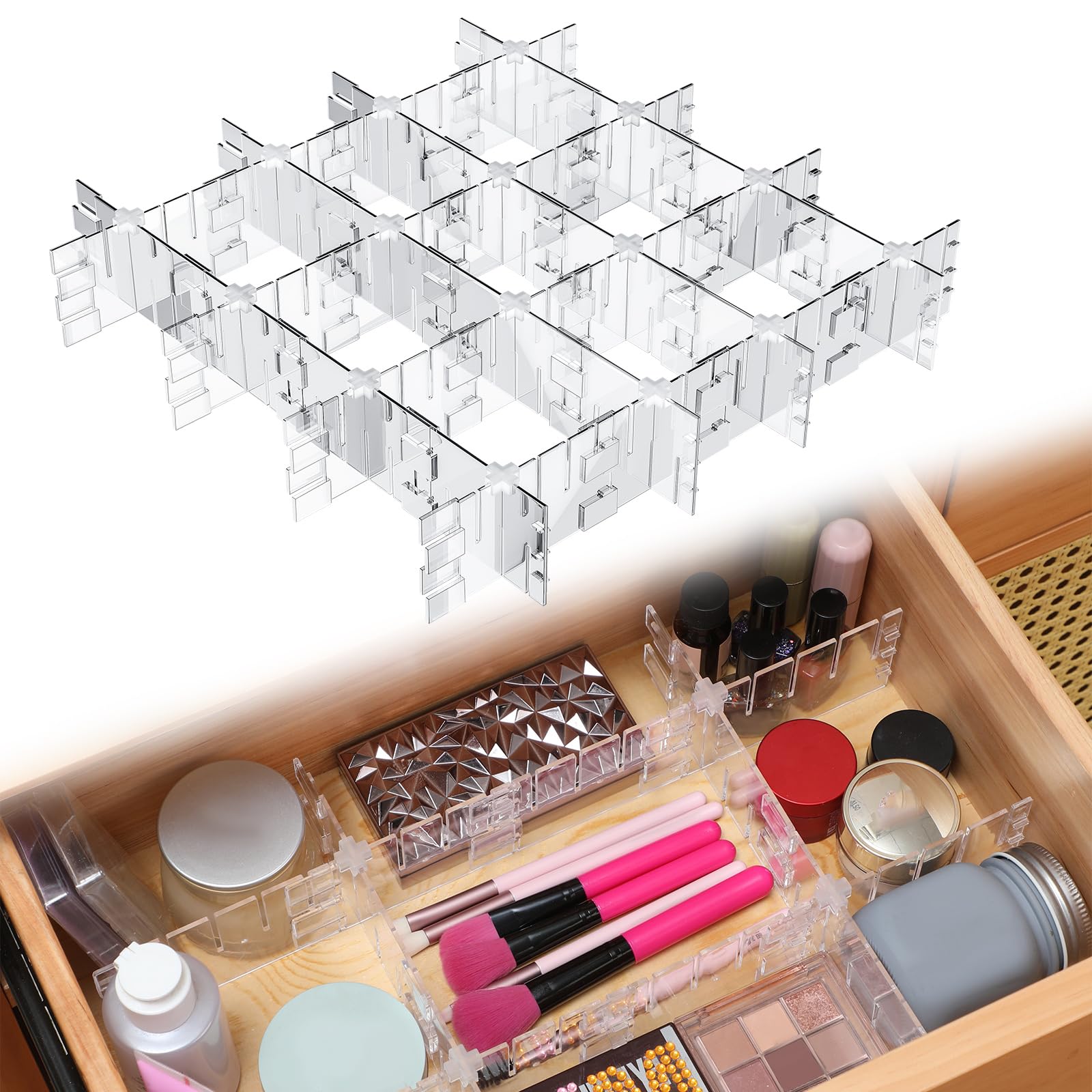 Yiyiring 45 Pcs Adjustable Drawer Organizer Dividers With Fixed Buckle Clear Drawer Dividers Organizer Box Dividers For Socks Un