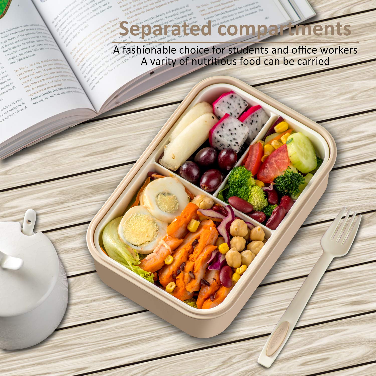 Lovina Bento Box For Adults And Kids - 1400Ml Portable, Lightweight, Easy To Carry Meal Holder With Spoon & Fork, Durable, Leak-