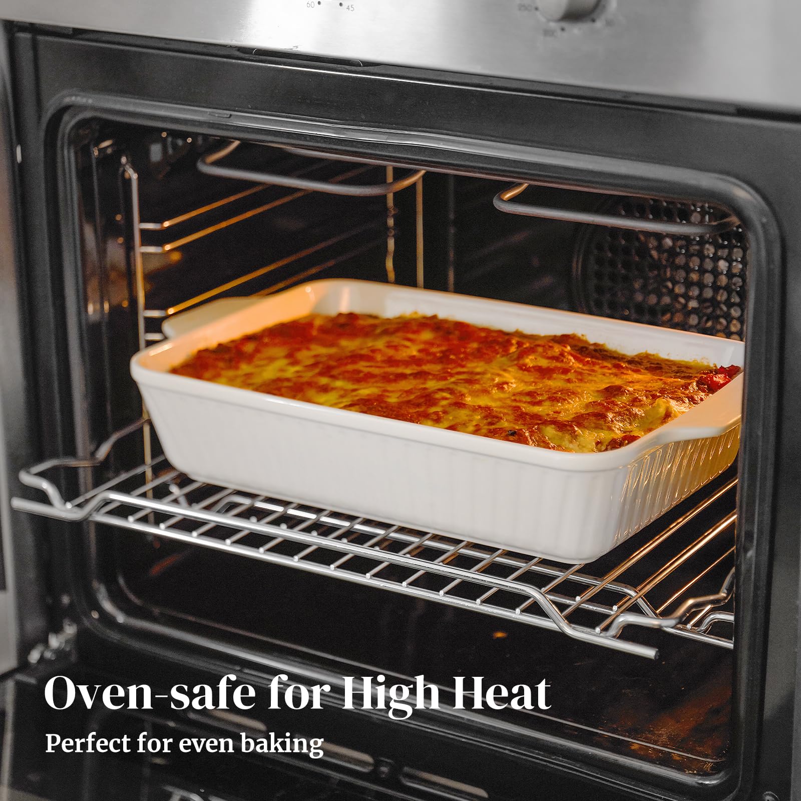 DOWAN Casserole Dishes for Oven, Baking Dishes Set, Ceramic Bakeware Sets of 3, Lasagna Pan Deep, Rectangular Baking Pan Set wit